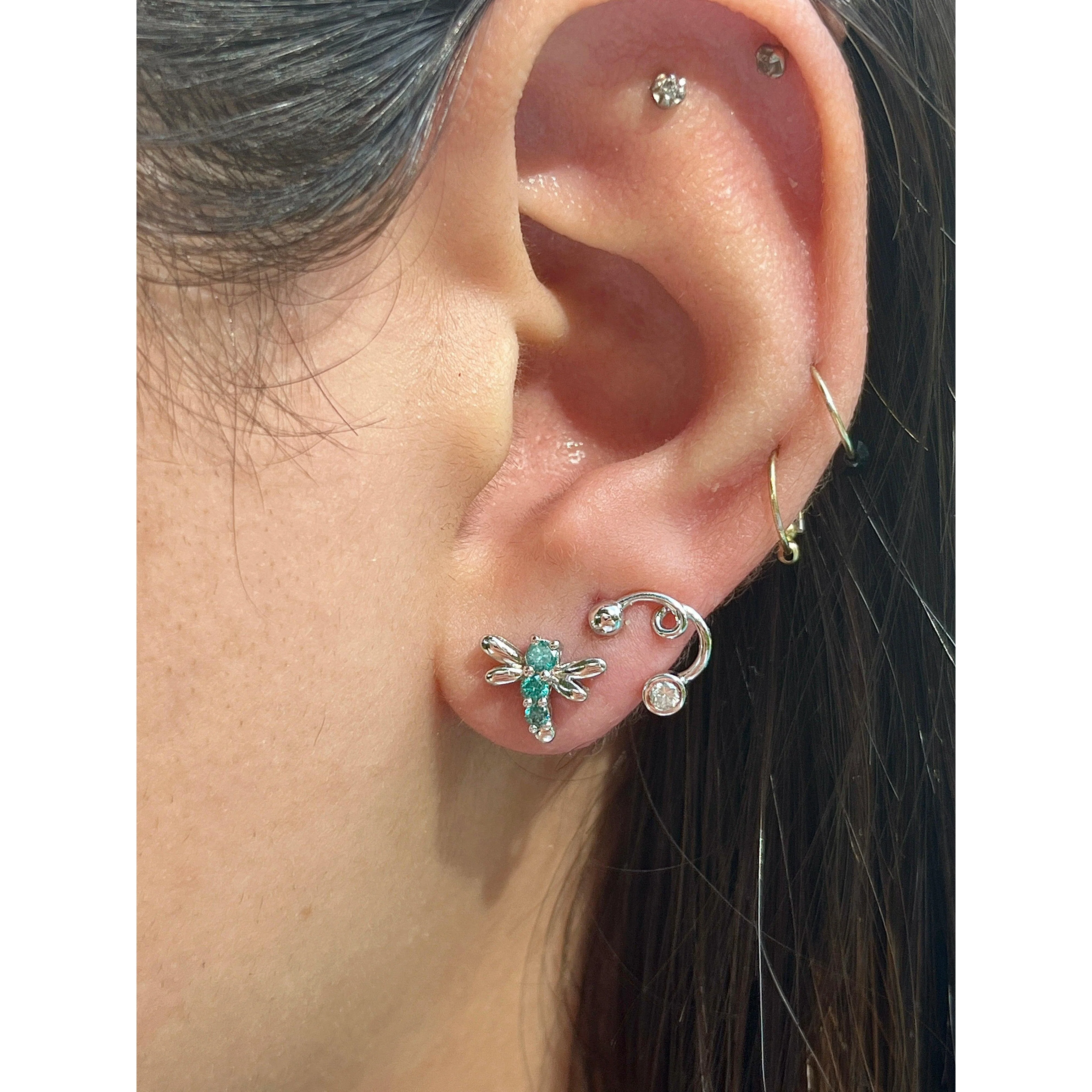 Ruby Dragonfly Stud Earrings in 14K Gold - Image 7