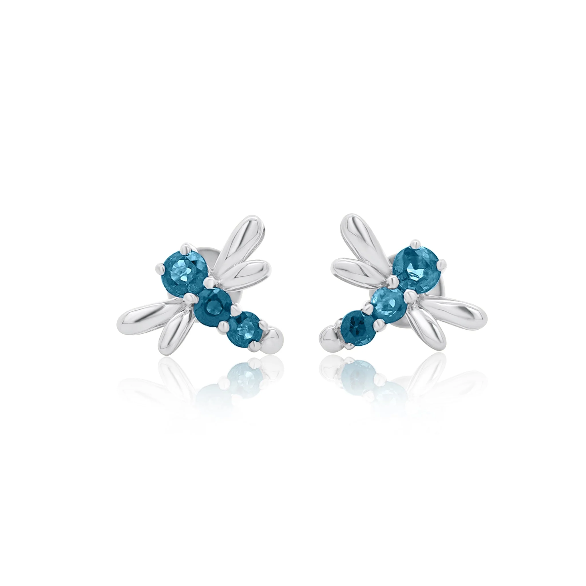 Ruby Dragonfly Stud Earrings in 14K Gold - Image 9