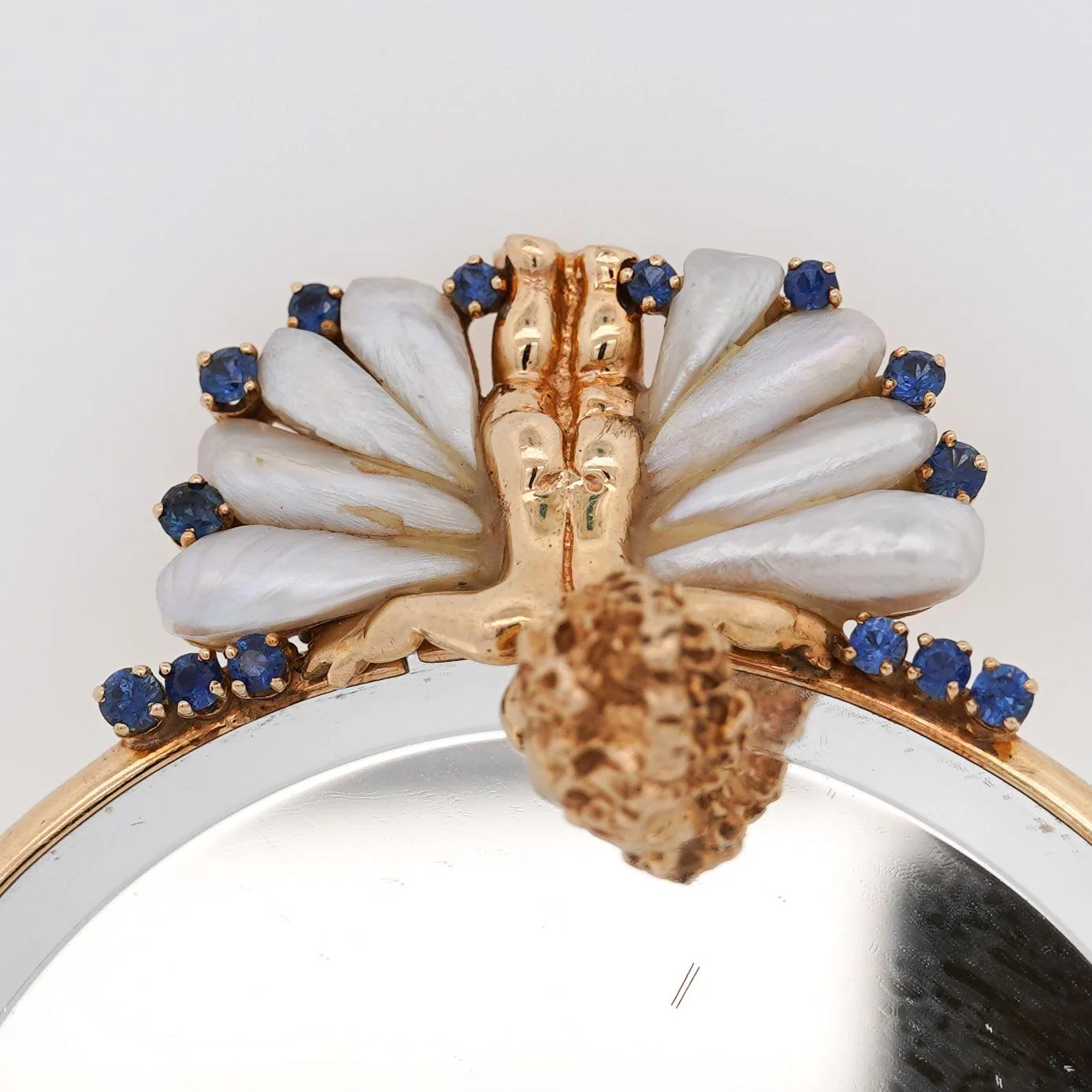 Ruser Freshwater Pearl Sapphire Cherub Vintage Gold Mirror - Image 4
