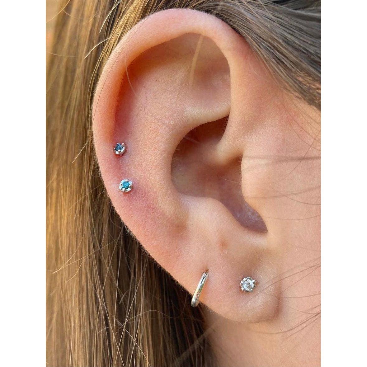 Single Stud 2.5mm Round Tiny Natural Diamond Earring in 925 Sterling Silver - Image 5