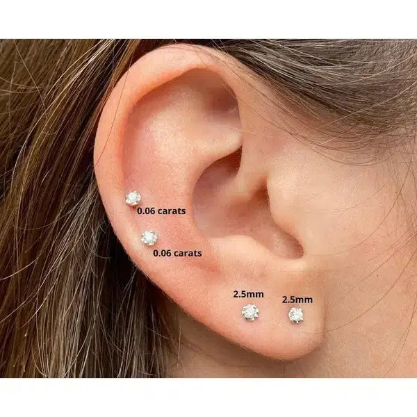 Single Stud 2.5mm Round Tiny Natural Diamond Earring in 925 Sterling Silver - Image 6
