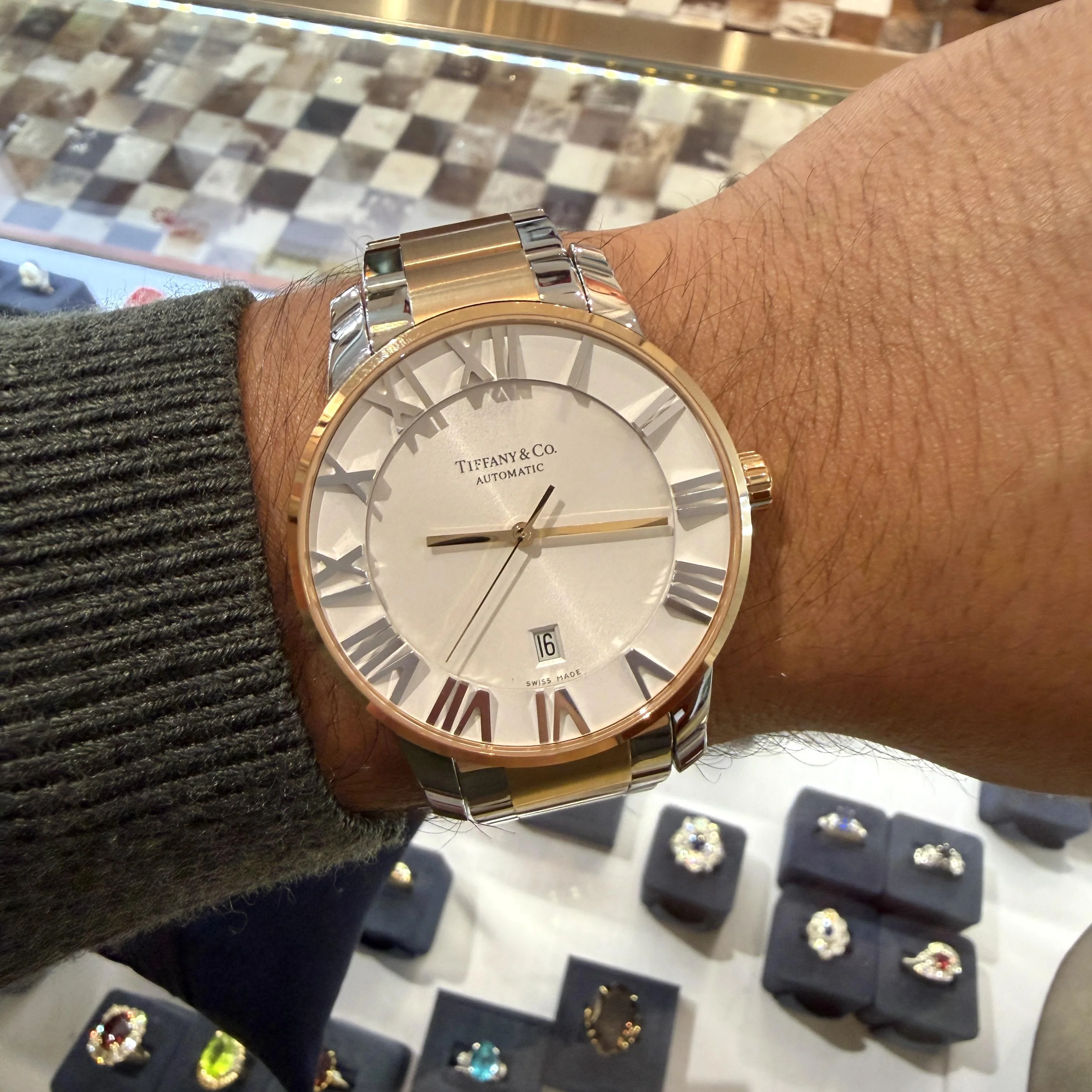 Tiffany & Co Atlas T1115 42mm Automatic 18K Rose Gold Steel 2 Tone Watch - Image 9