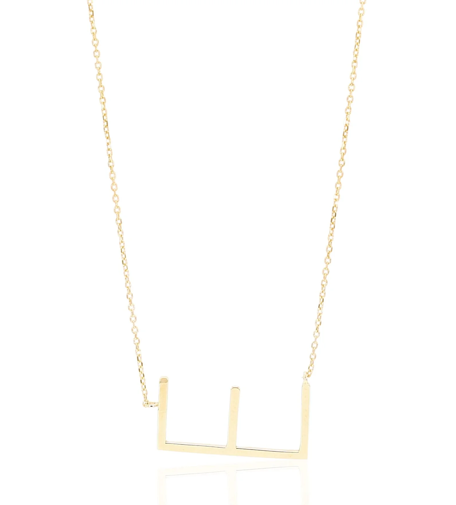 Tilted Initial 14K Gold Pendant Cable Chain Necklace - Image 3