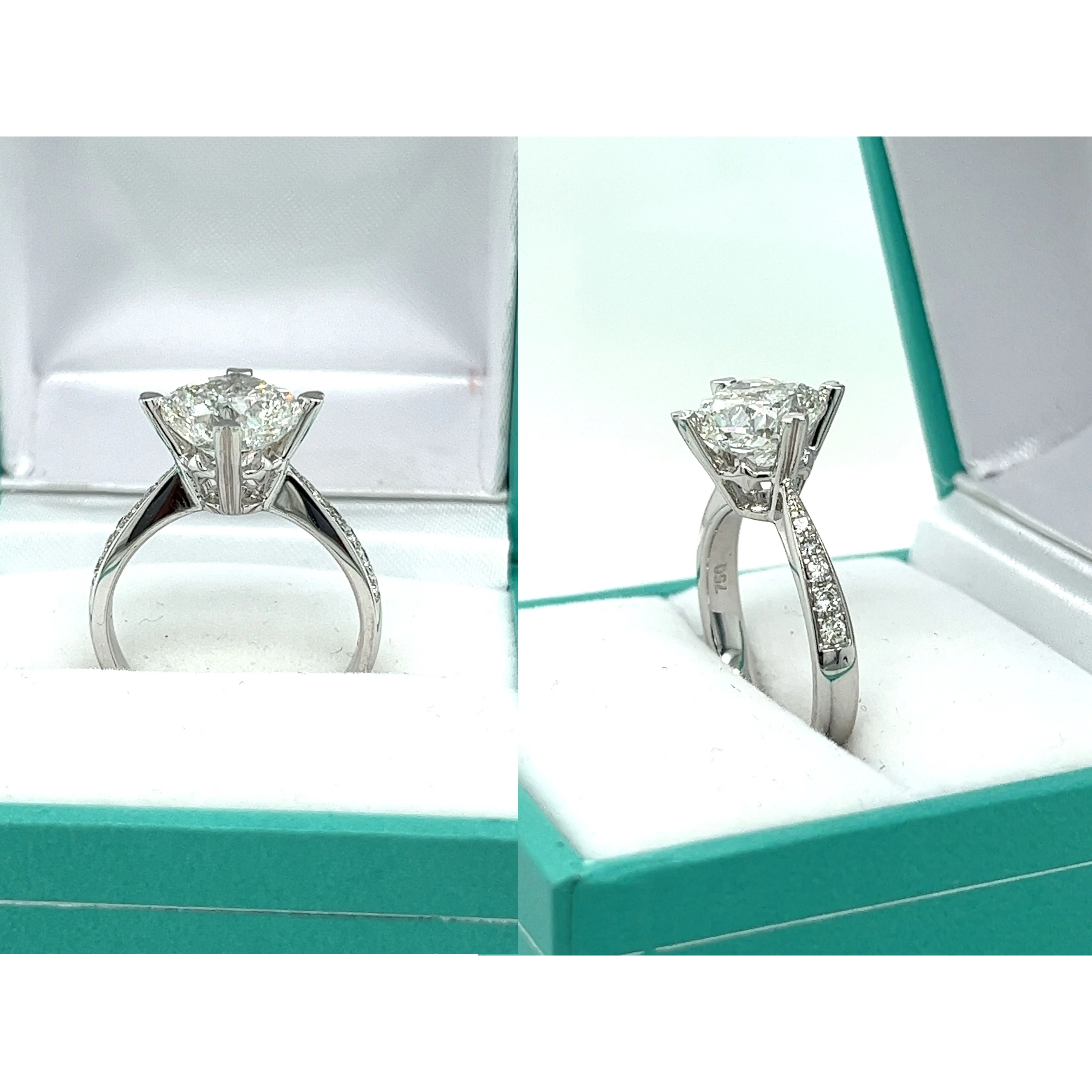 Tilted Square Frame 3.13CT Cushion Cut Lab Grown Diamond Ring - Image 3