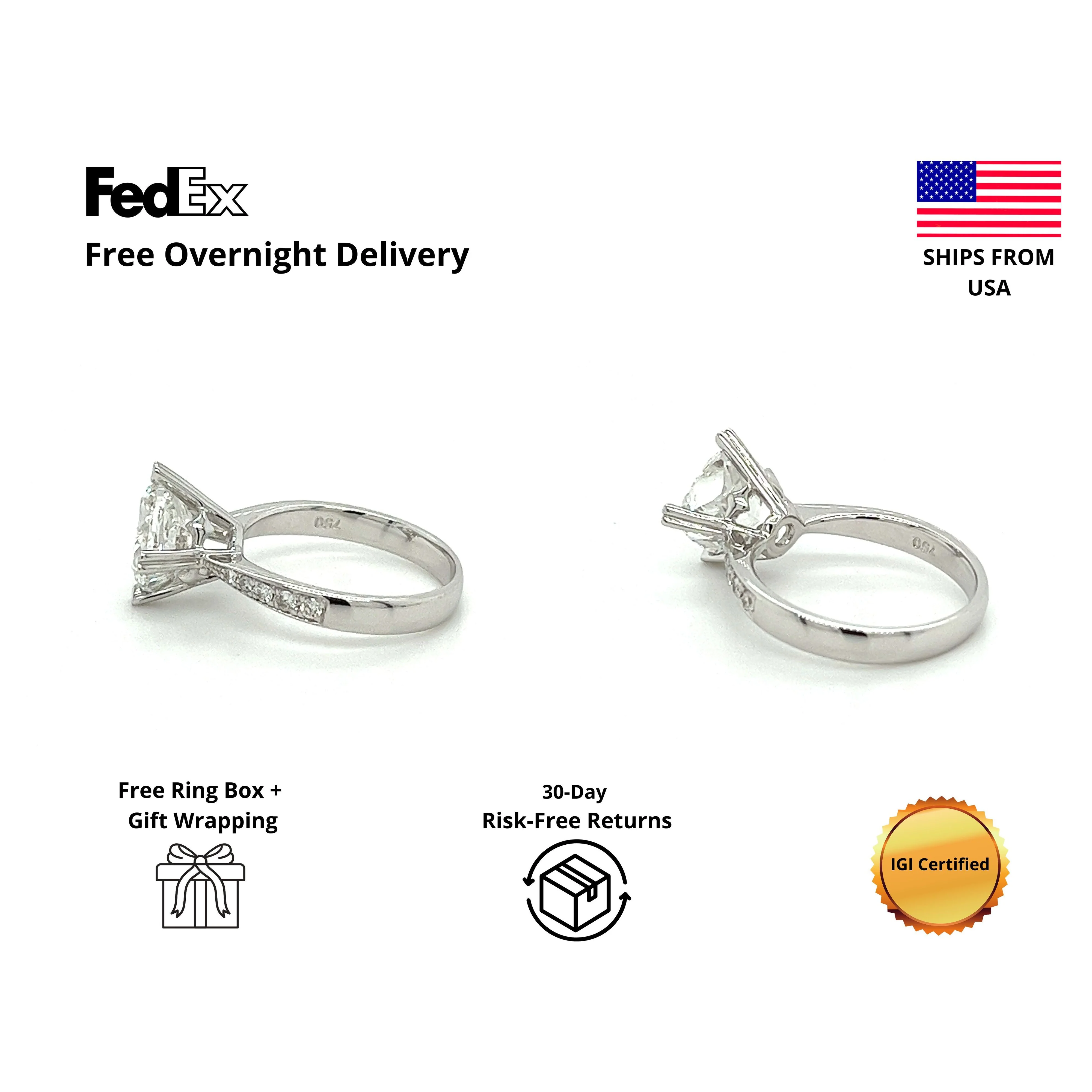 Tilted Square Frame 3.13CT Cushion Cut Lab Grown Diamond Ring - Image 4