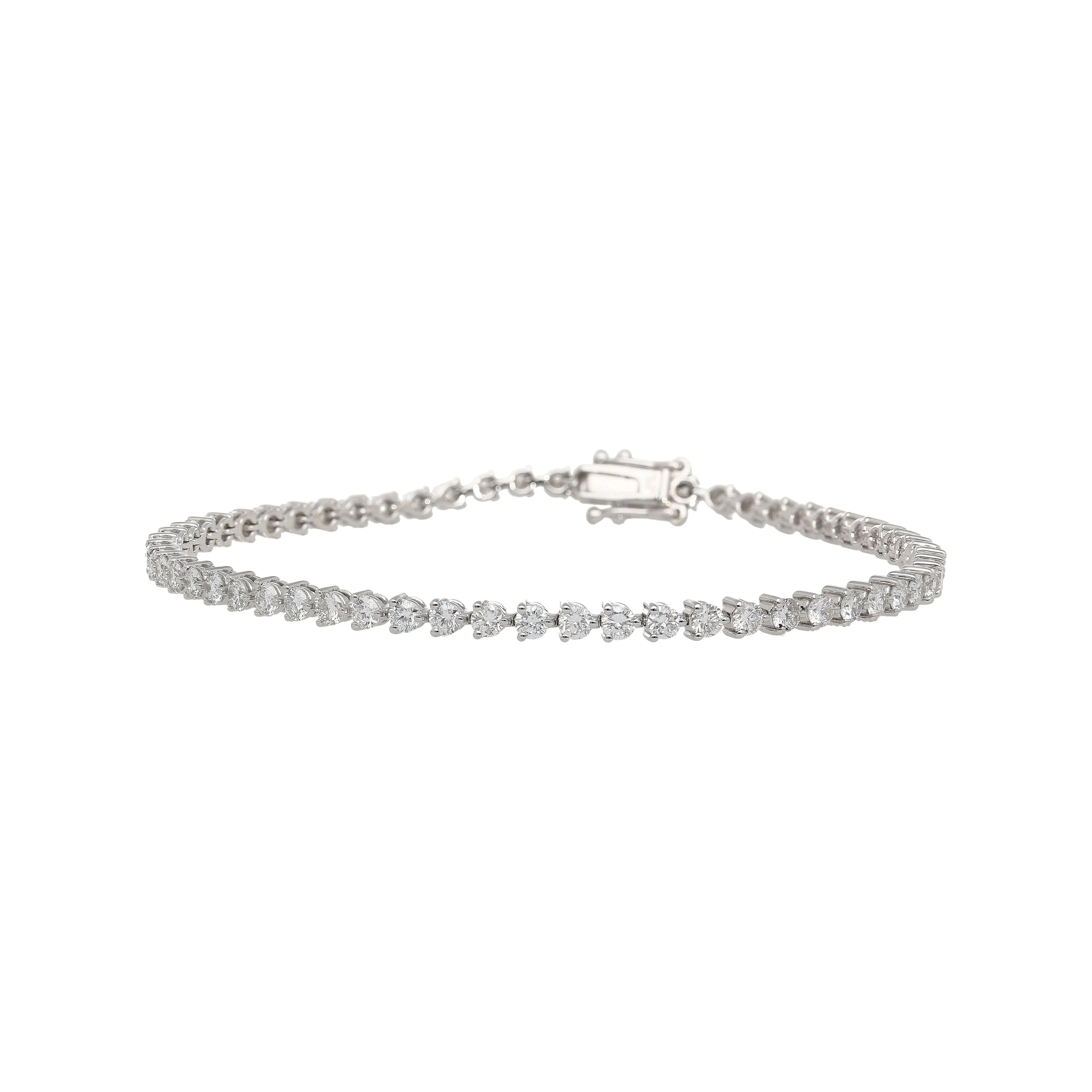 2-10 Carat Natural Diamond 3-Prong 14k Tennis Bracelet - Image 2