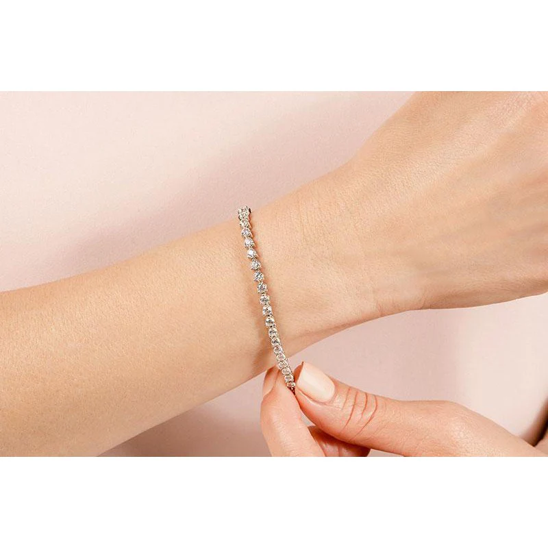 2-10 Carat Natural Diamond 3-Prong 14k Tennis Bracelet - Image 5