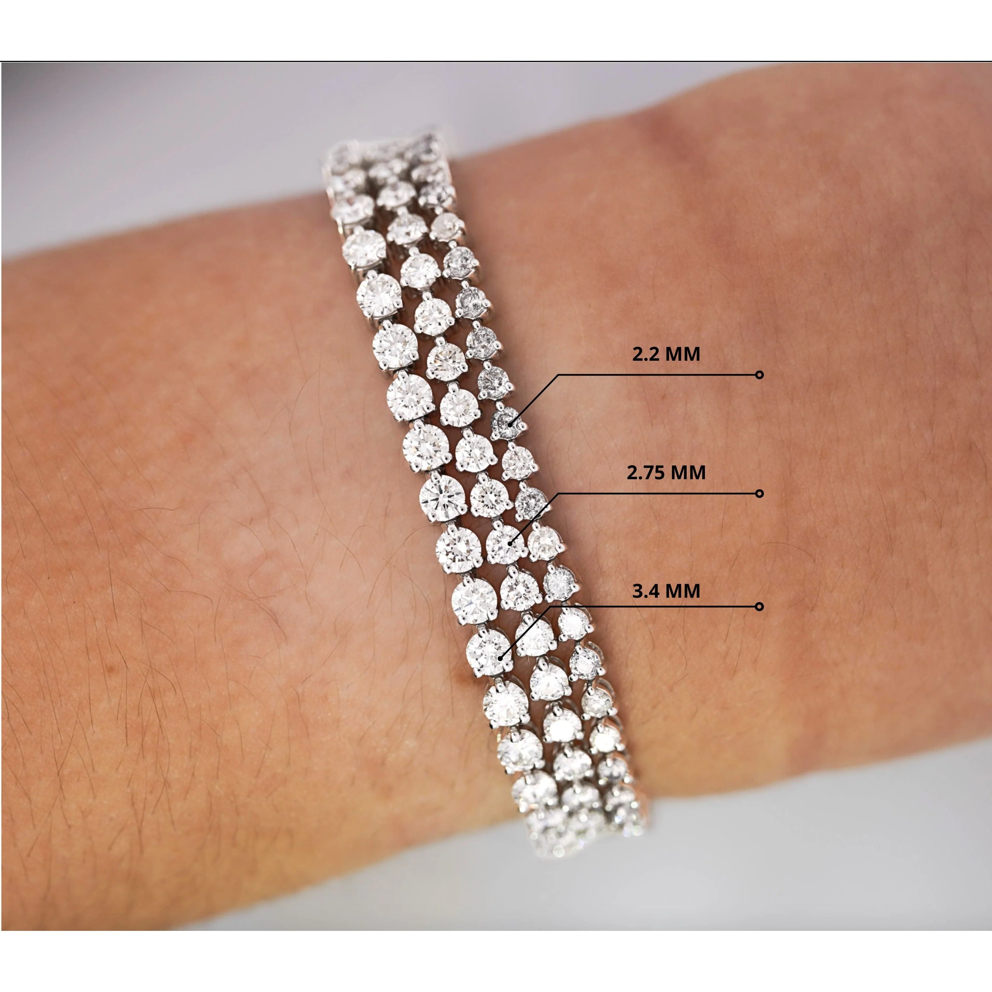 2-10 Carat Natural Diamond 3-Prong 14k Tennis Bracelet - Image 6