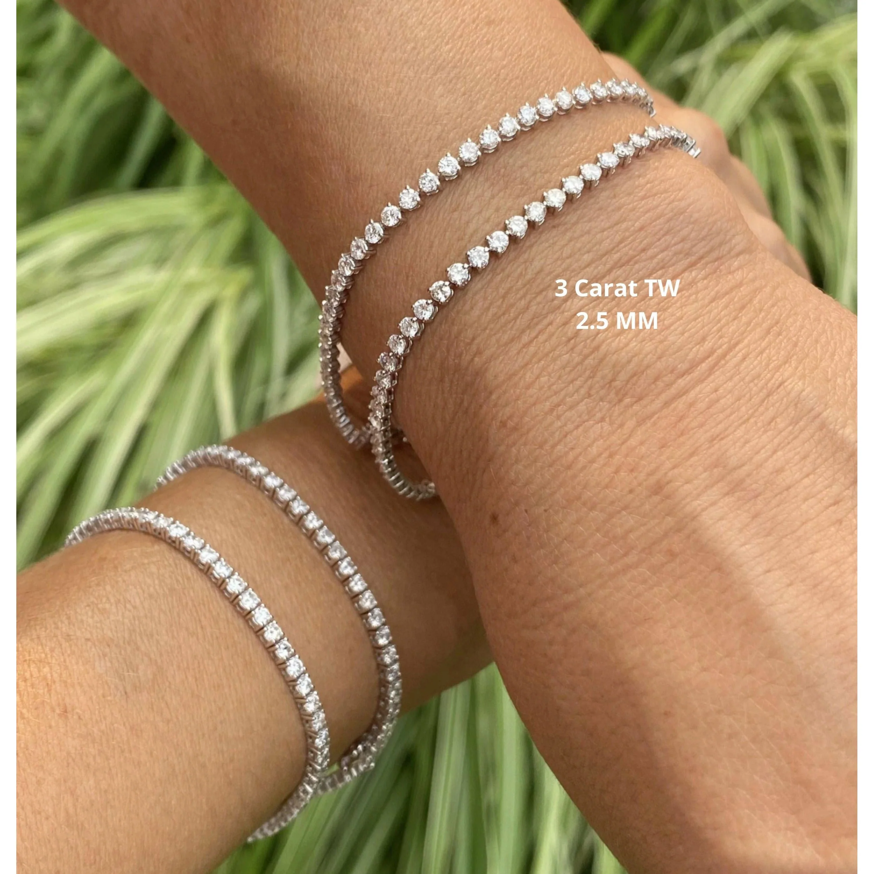 2-10 Carat Natural Diamond 3-Prong 14k Tennis Bracelet - Image 9