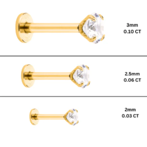 3mm Diamond 14K Gold Flat Back Single Stud Earring - Image 10