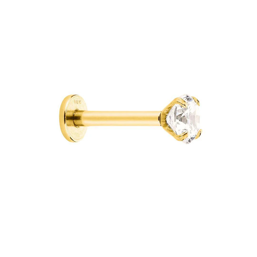 2mm Diamond in 14K Gold Flat Back Stud Earring - Image 2