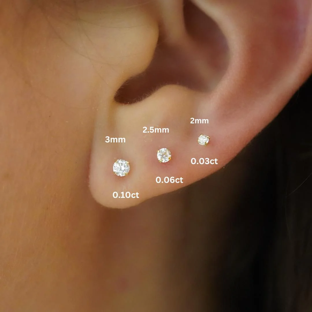 2mm Diamond in 14K Gold Flat Back Stud Earring - Image 3