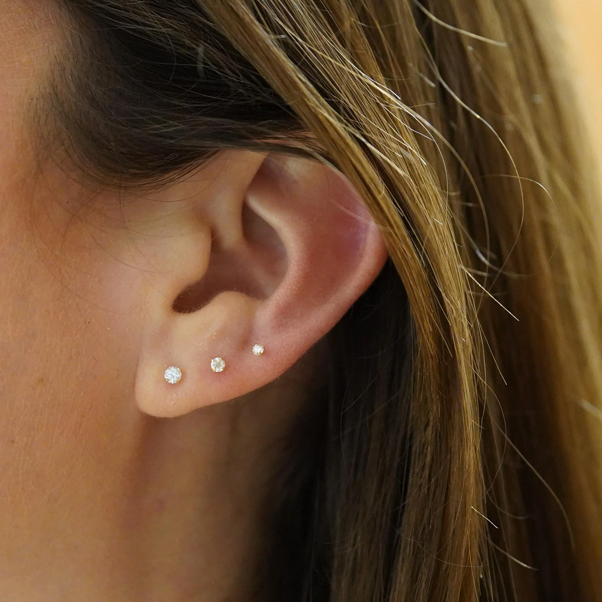2mm Diamond in 14K Gold Flat Back Stud Earring - Image 4