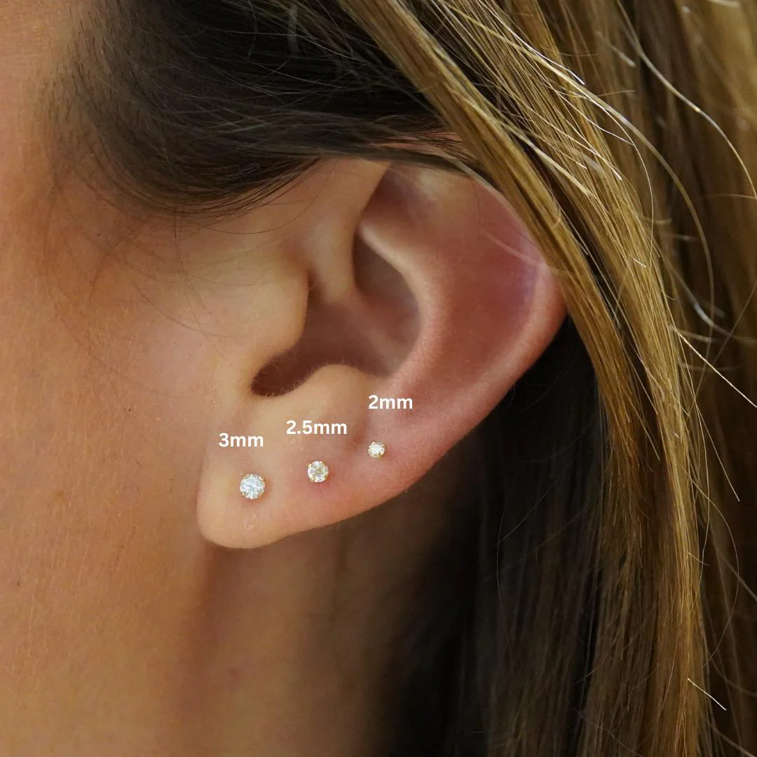 2mm Diamond in 14K Gold Flat Back Stud Earring - Image 6