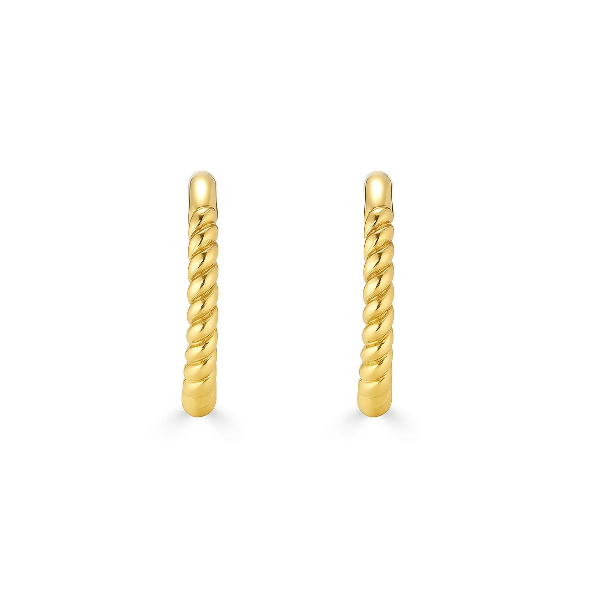 Tiny 9mm Rope Huggie Hoop 14k Gold Earrings - Image 5