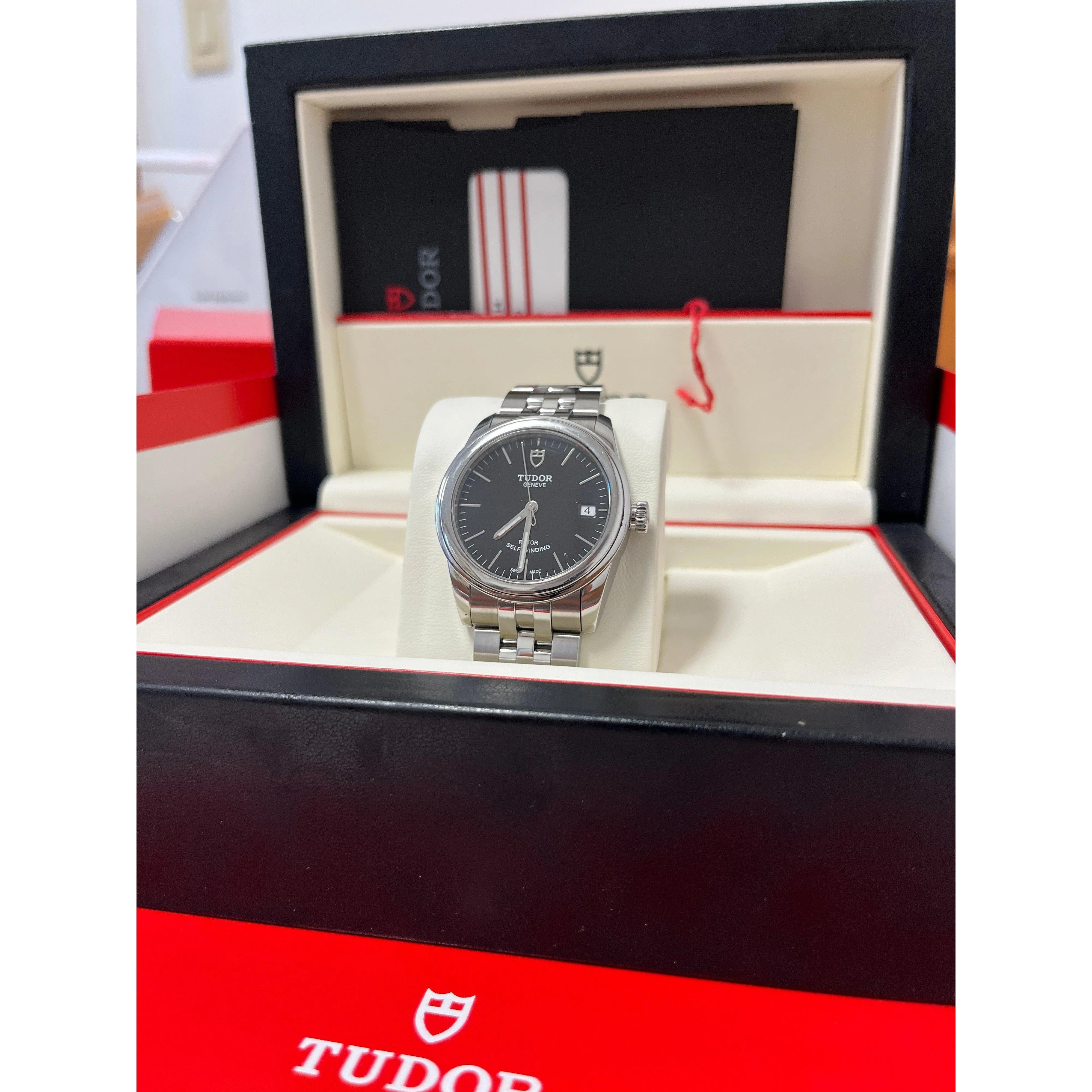 Tudor Glamour Date 55000 Black Dial 36mm Mens Watch w/ Box and Card - Image 3