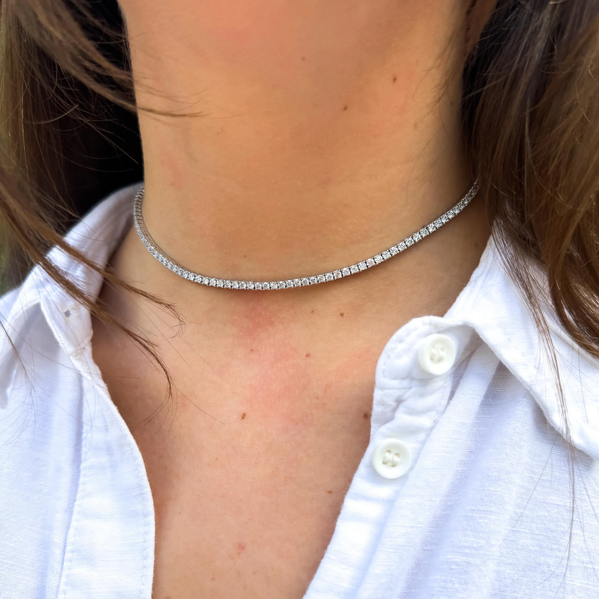 Two Way Diamond Tennis Choker + Double Wrap Bracelet - Image 3