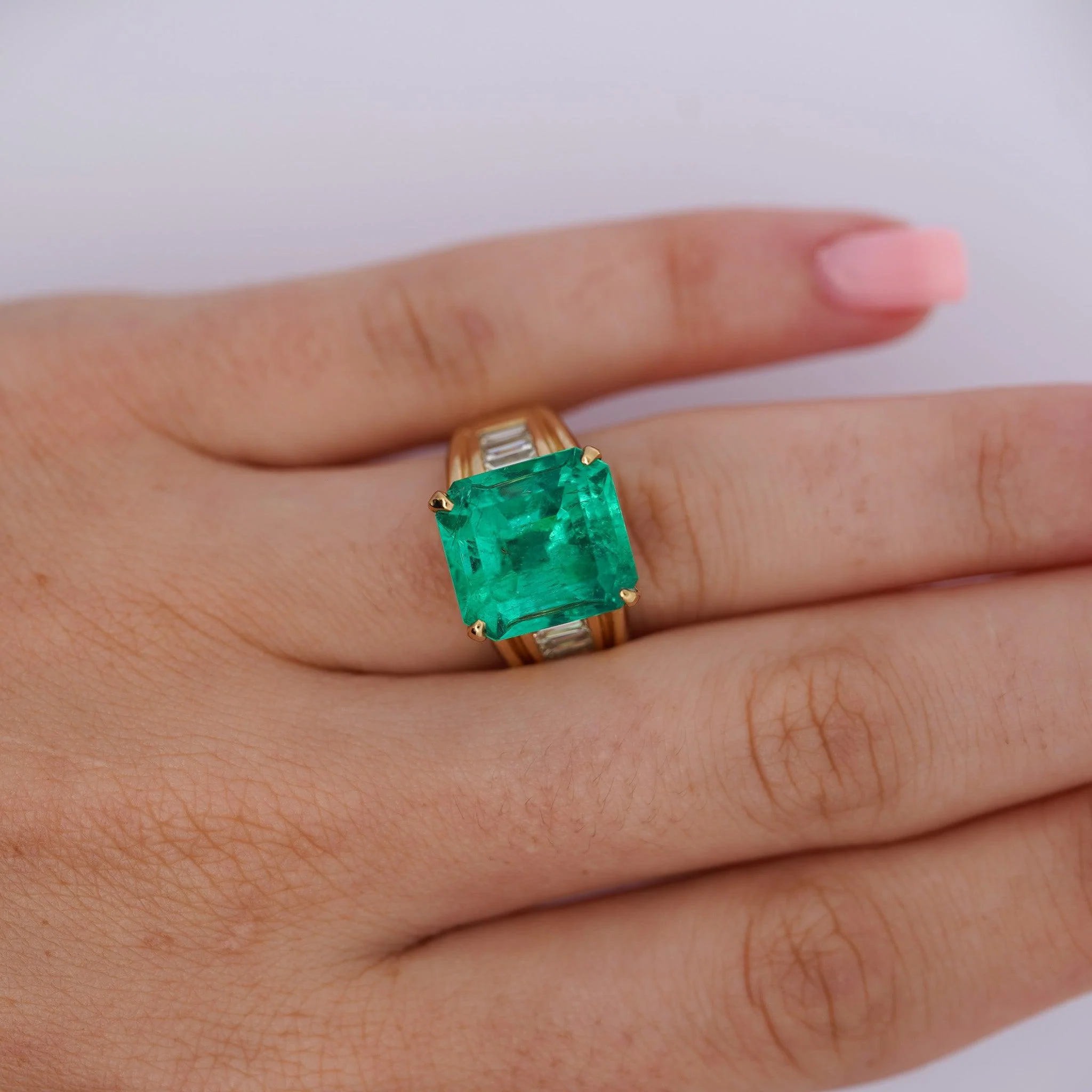 GIA 8.64 Ct Colombian Emerald & Diamond Men's Ring 18K Gold - Image 10
