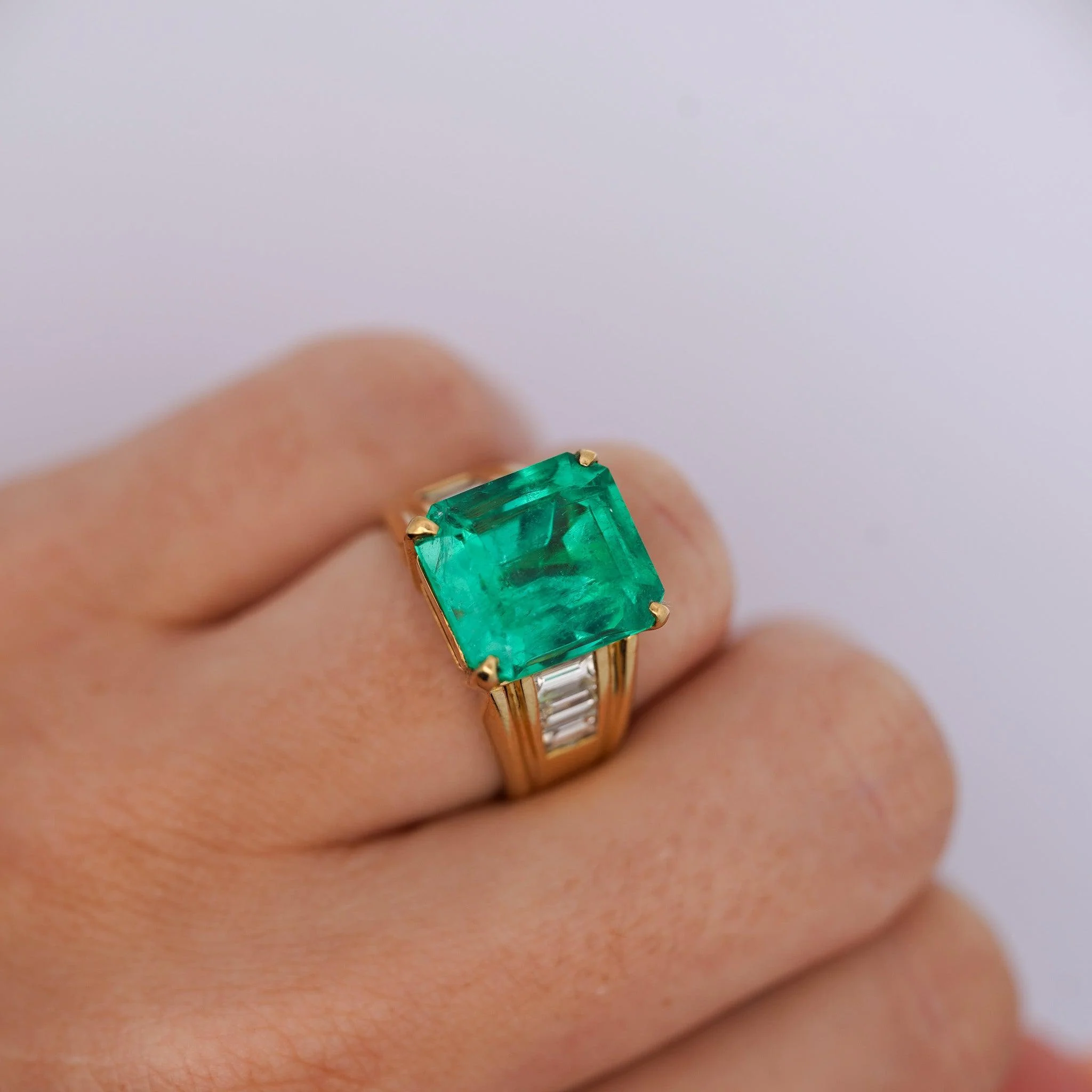 GIA 8.64 Ct Colombian Emerald & Diamond Men's Ring 18K Gold - Image 11