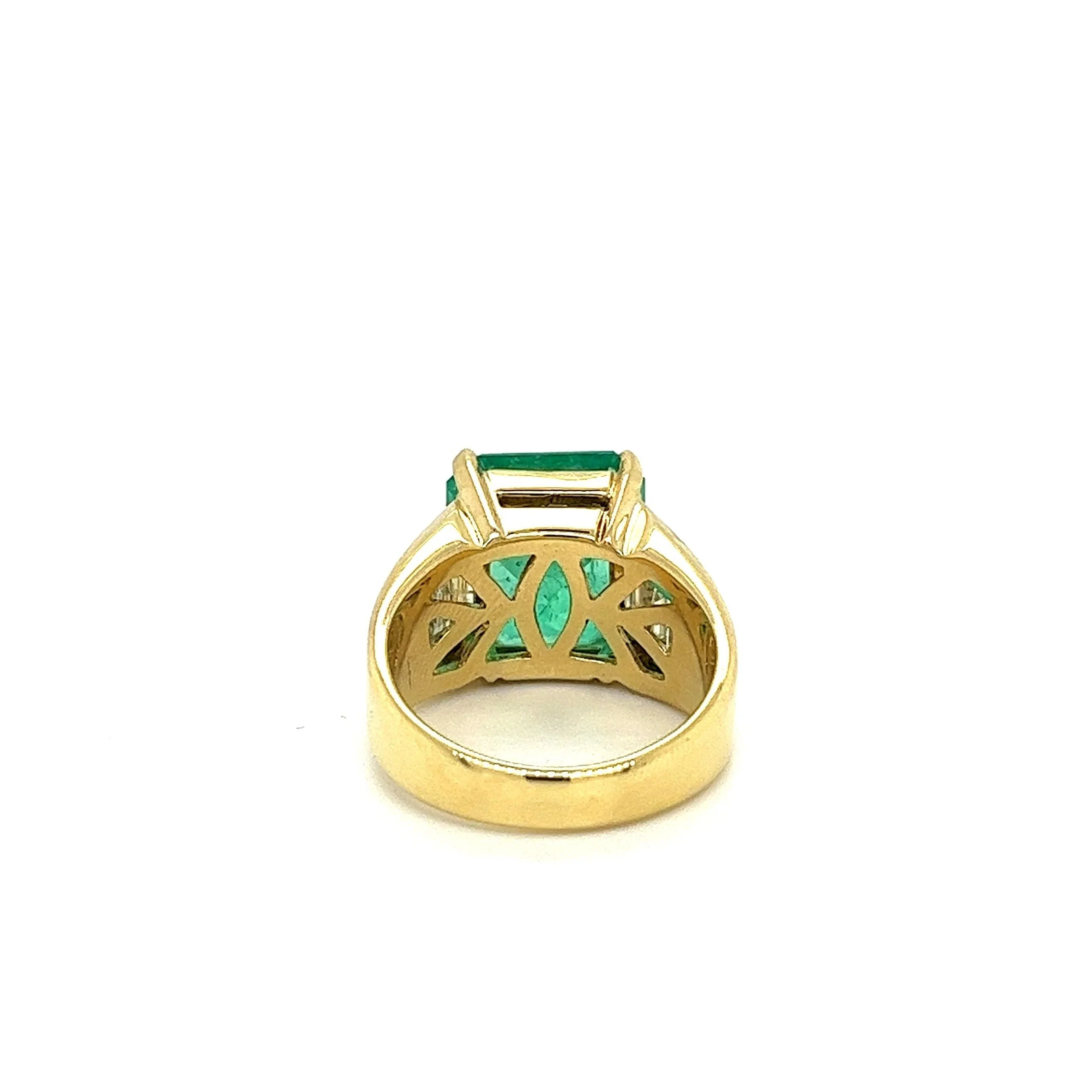 GIA 8.64 Ct Colombian Emerald & Diamond Men's Ring 18K Gold - Image 4