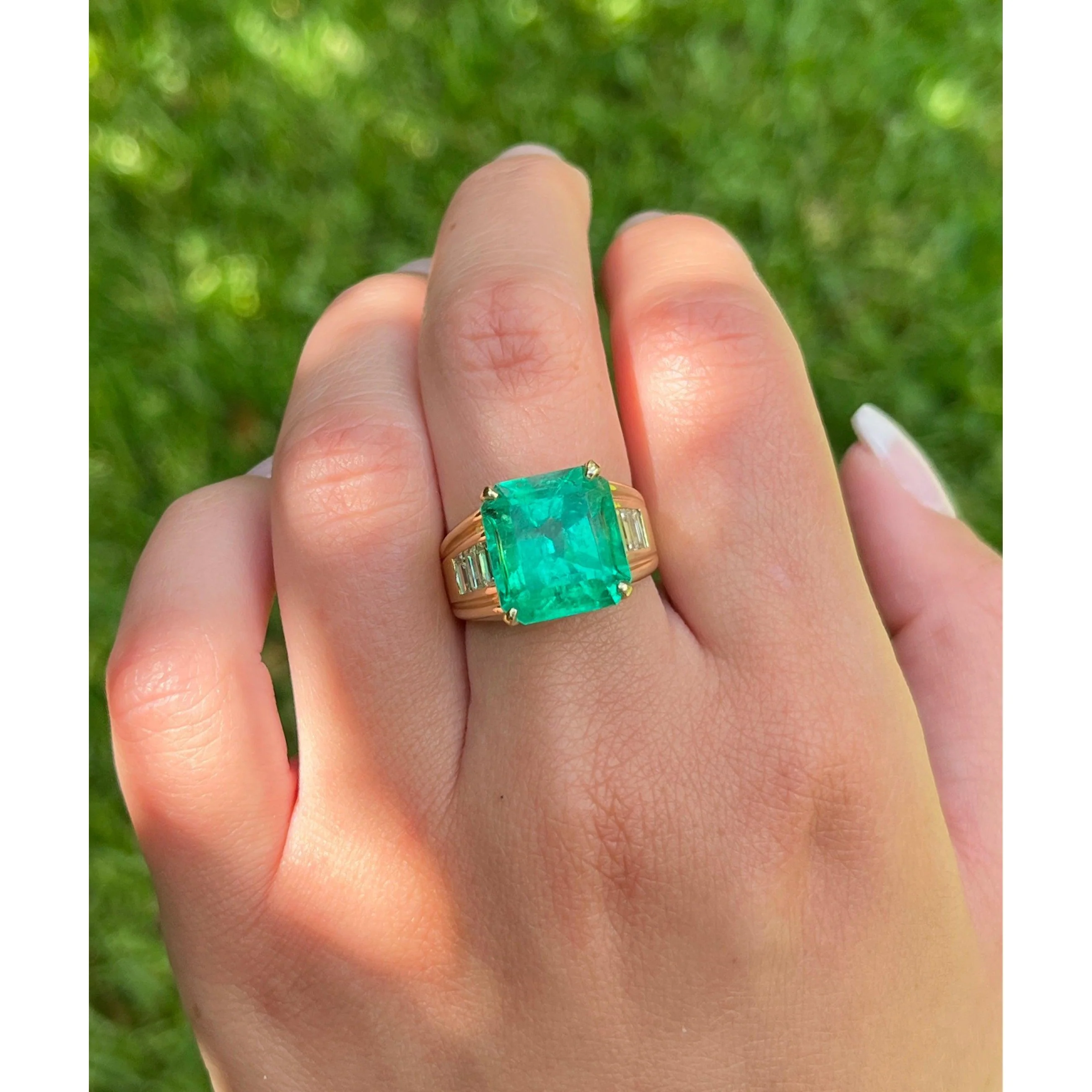 GIA 8.64 Ct Colombian Emerald & Diamond Men's Ring 18K Gold - Image 5