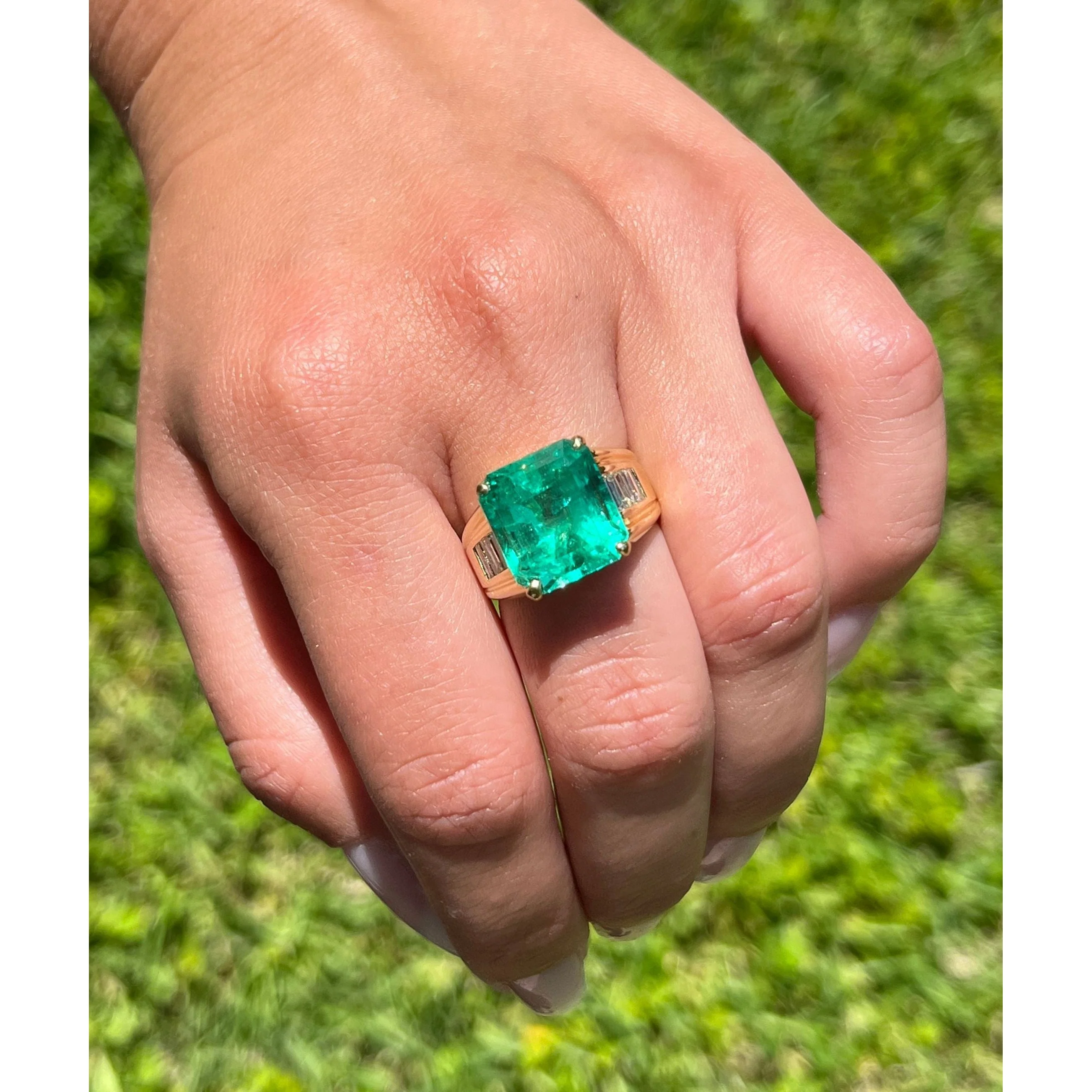 GIA 8.64 Ct Colombian Emerald & Diamond Men's Ring 18K Gold - Image 6
