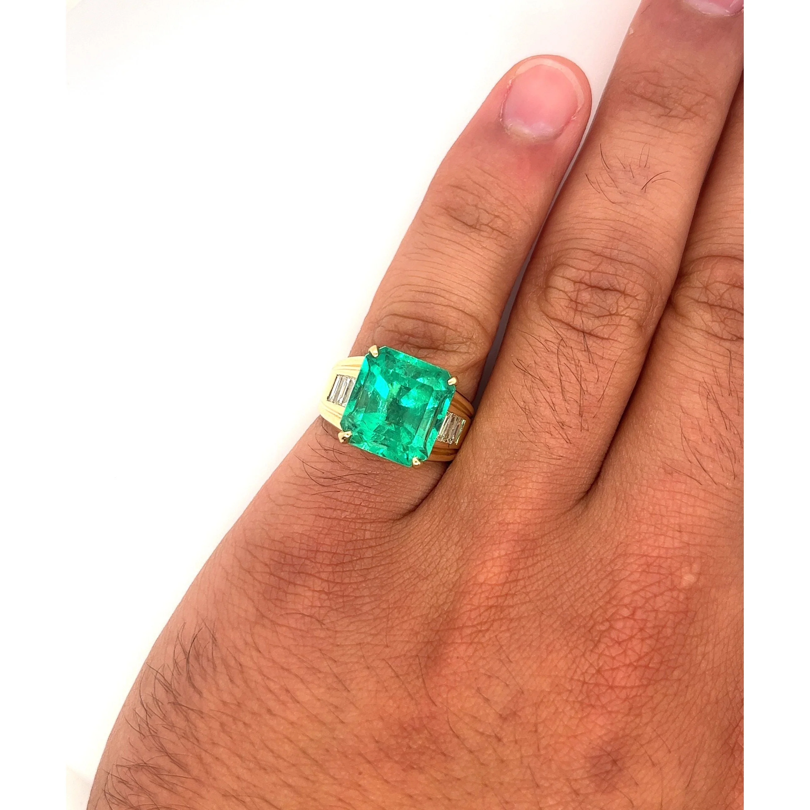 GIA 8.64 Ct Colombian Emerald & Diamond Men's Ring 18K Gold - Image 7