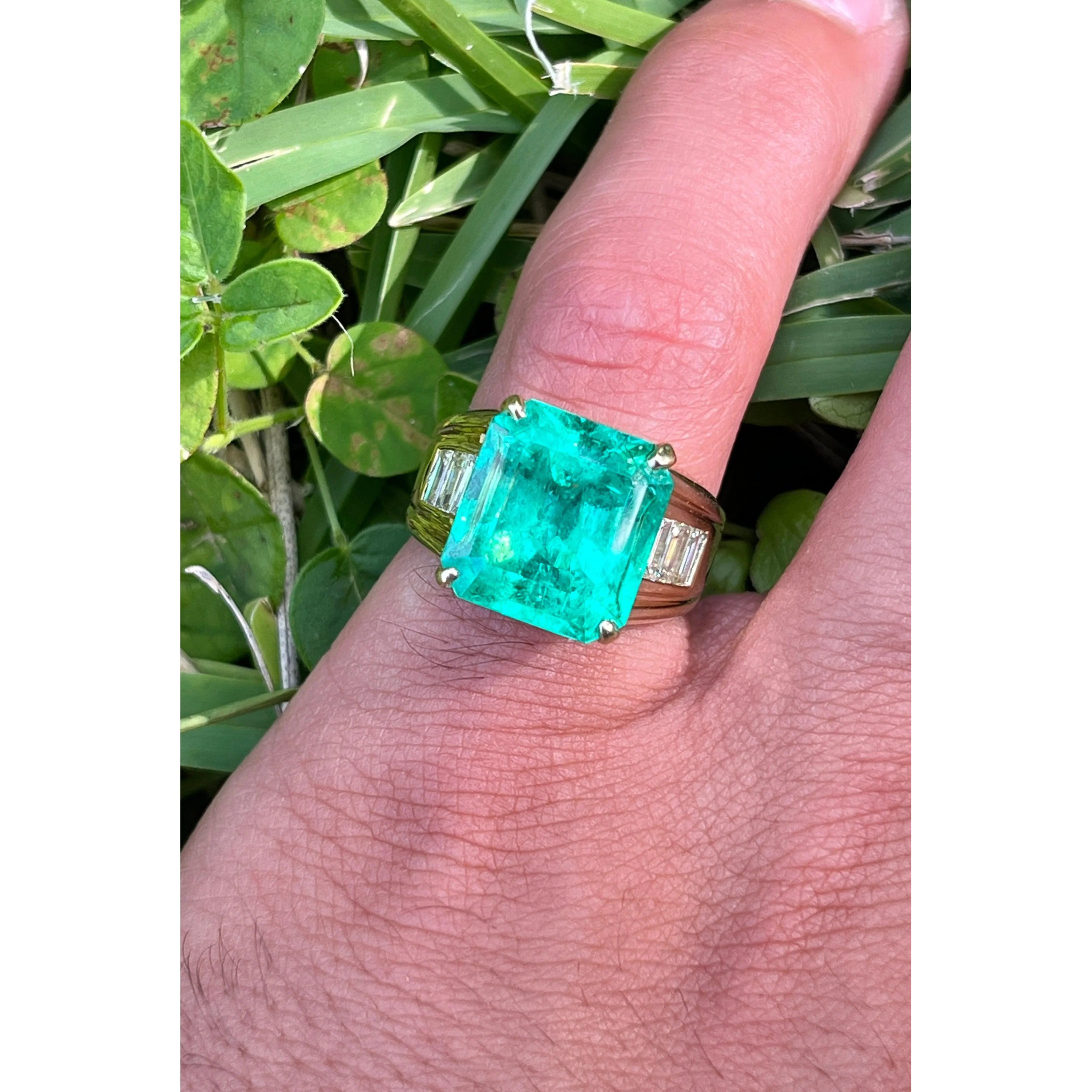 GIA 8.64 Ct Colombian Emerald & Diamond Men's Ring 18K Gold - Image 8