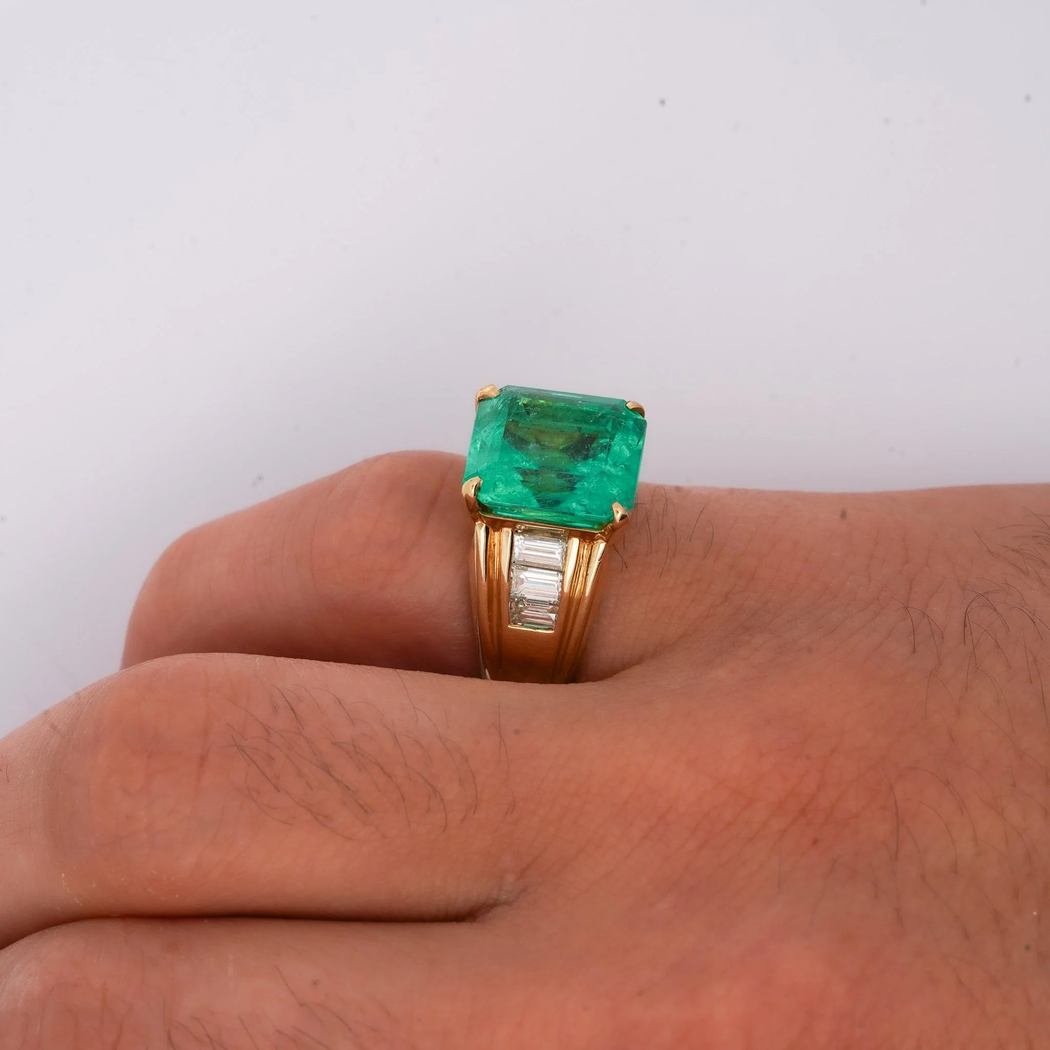 GIA 8.64 Ct Colombian Emerald & Diamond Men's Ring 18K Gold - Image 9