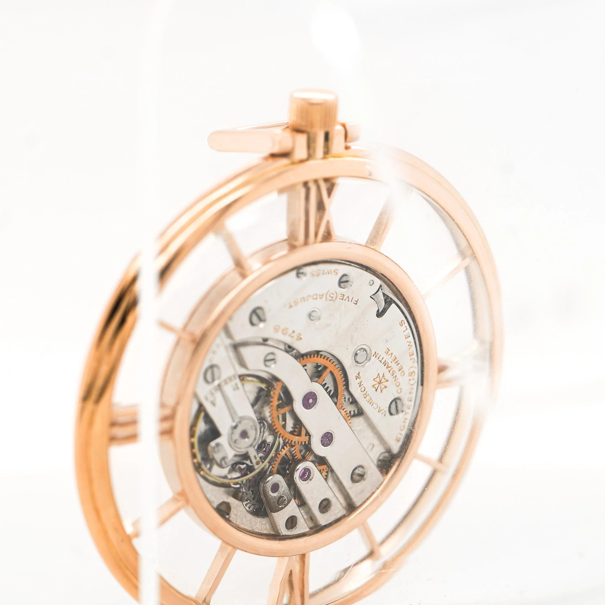 Vacheron Constantin 4798 Skeleton Roman Bezel 18K Rose Gold Pocket Watch - Image 7