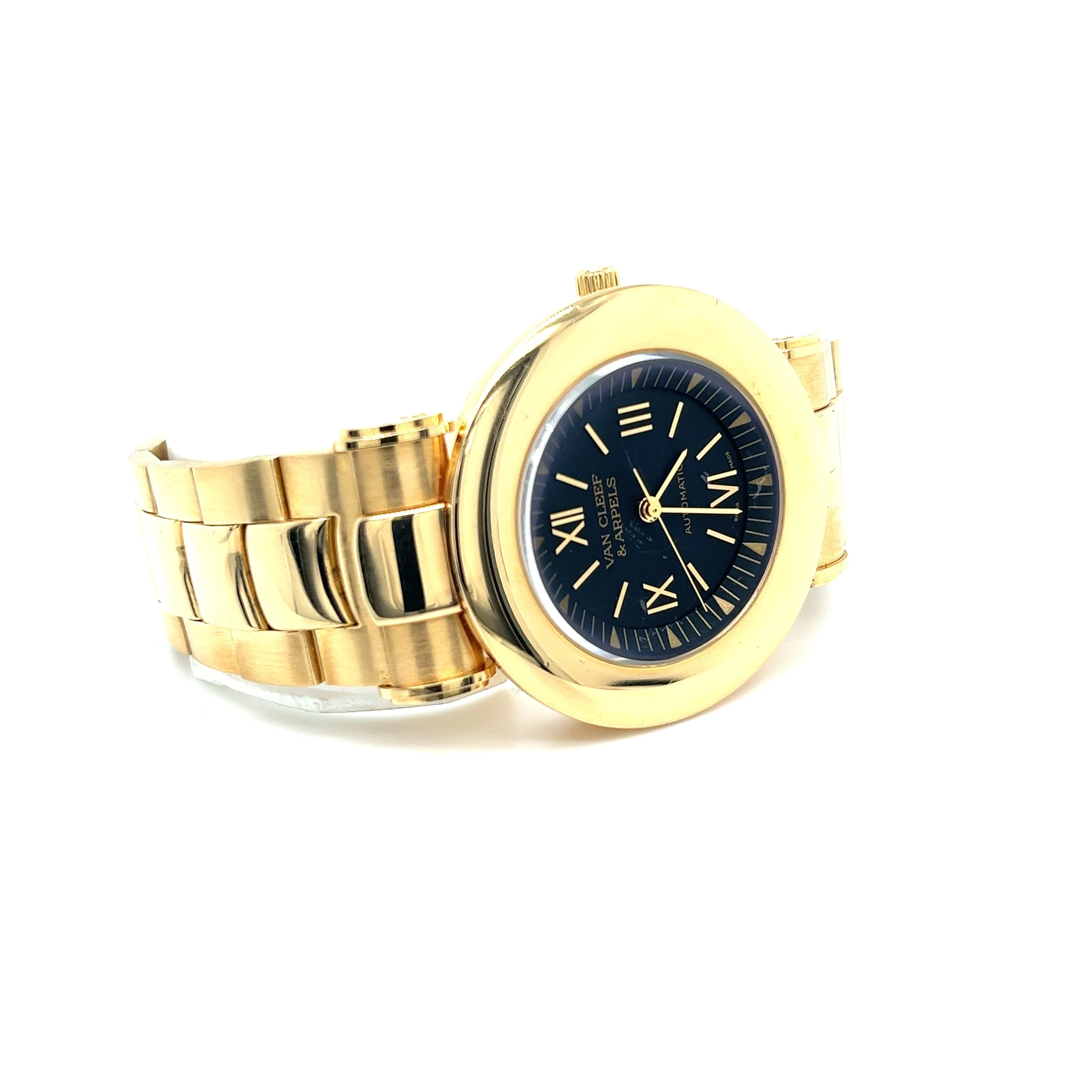 Van Cleef & Arpels 18K Gold 37MM Black Dial Automatic Watch in Gold Bracelet - Image 8