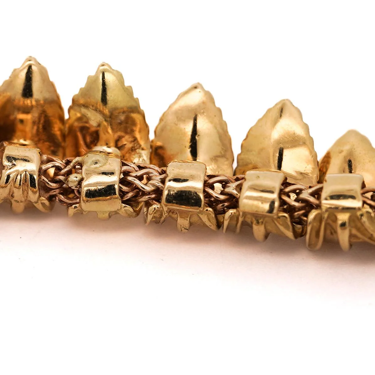 Van Cleef & Arpels 18K Gold Leaf Diamond Vintage Retro Choker Necklace - Image 9