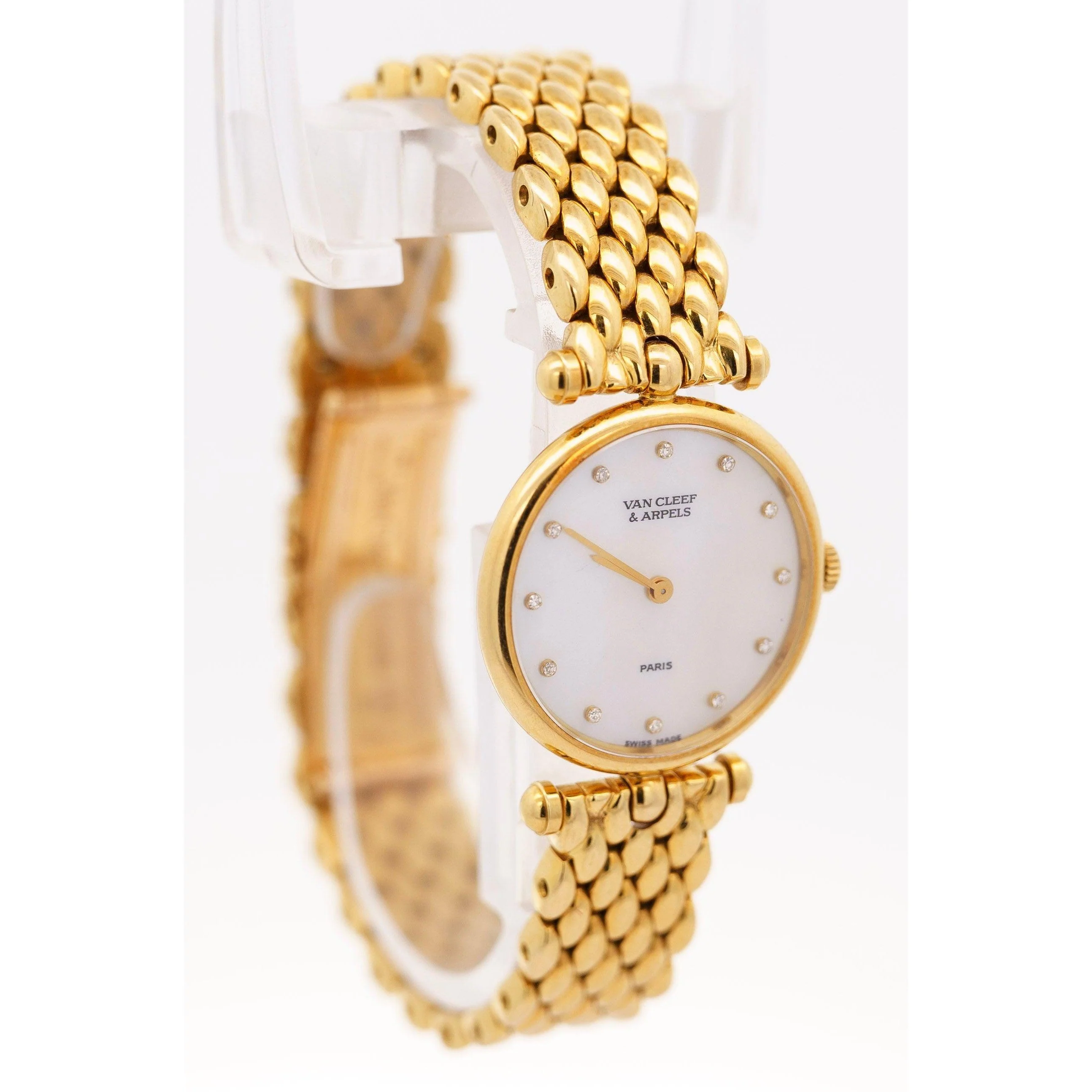 Vintage Van Cleef & Arpels 18K Mother of Pearl Diamond Watch 24mm - Image 3