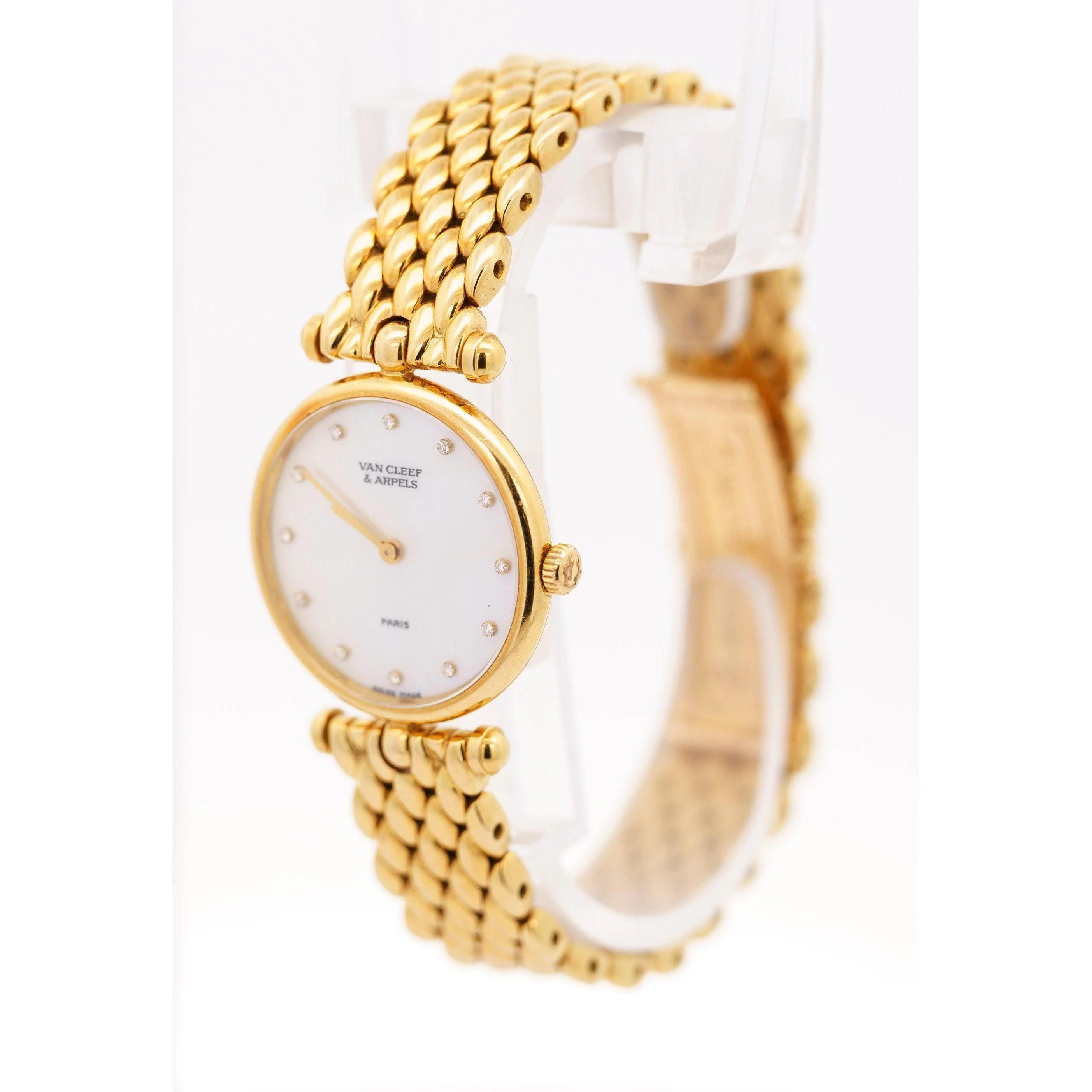 Vintage Van Cleef & Arpels 18K Mother of Pearl Diamond Watch 24mm - Image 4