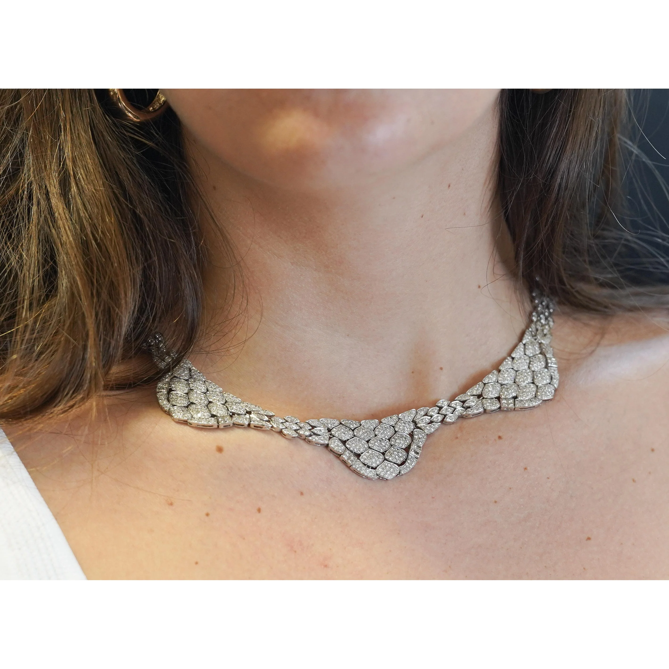 Vintage 17.6 Carat Round Diamond Pave Choker Necklace - Image 6