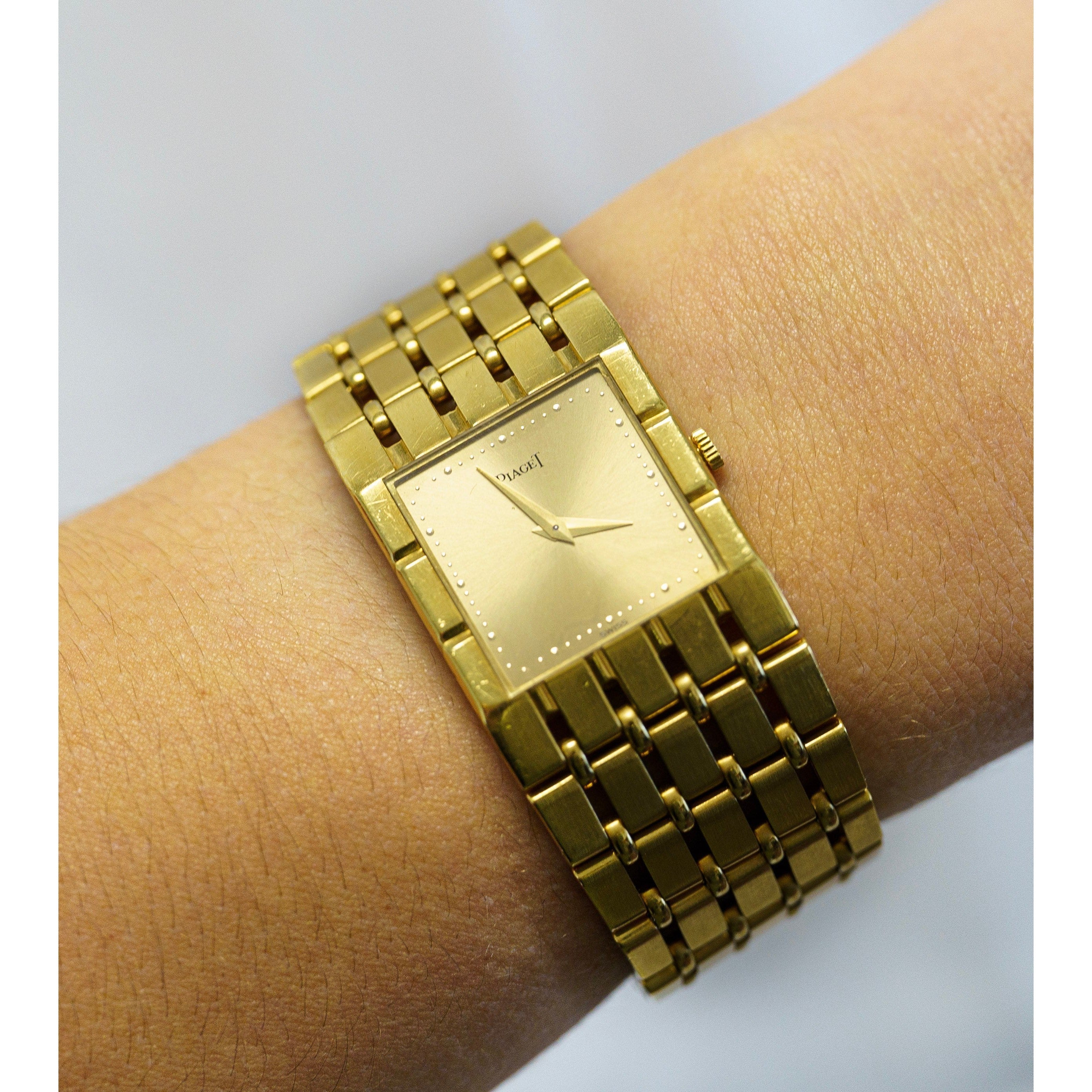 Vintage 18K Gold Piaget Polo 91321-K51 Automatic Watch with Original Pouch - Image 10