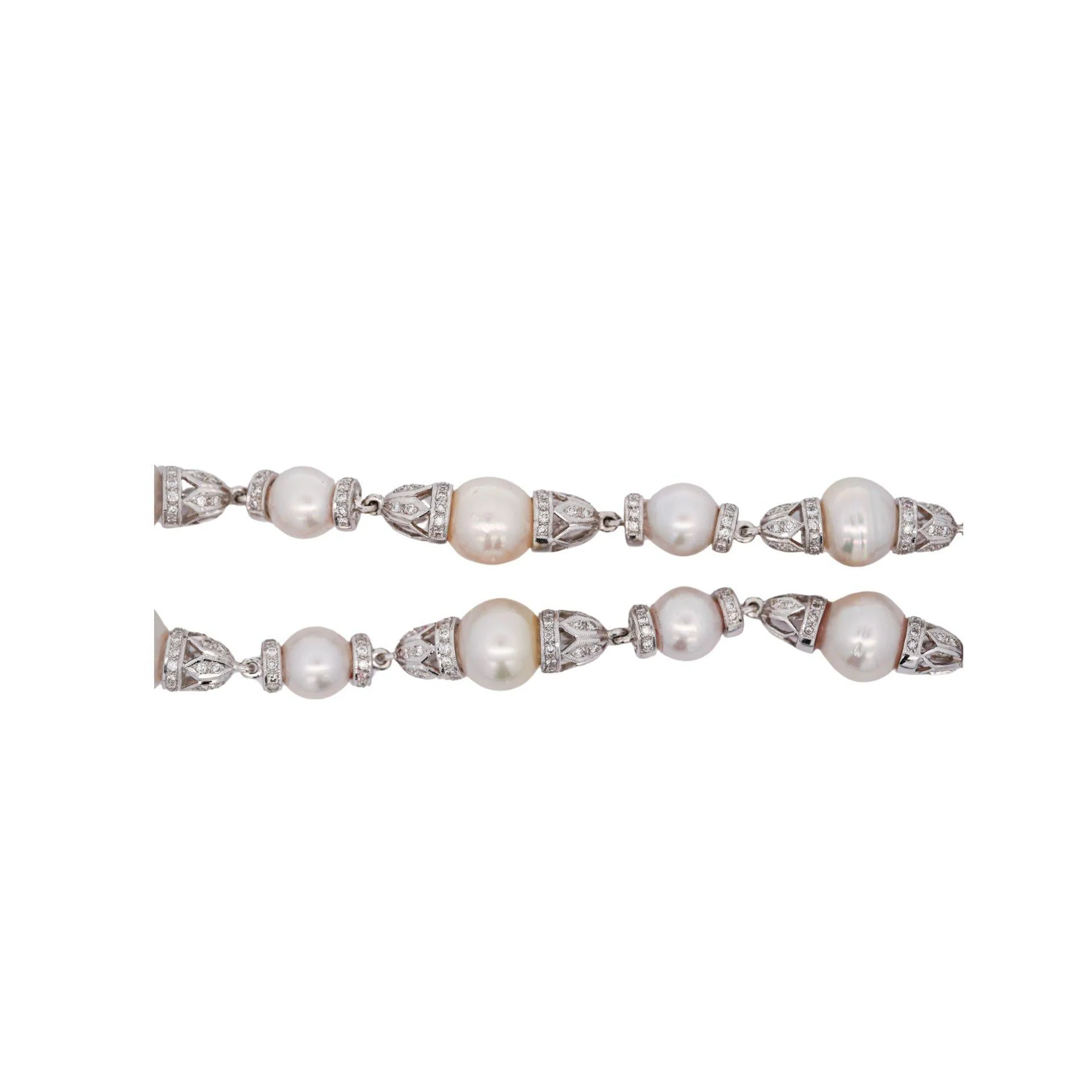 Vintage 18K White Gold 13mm South Sea Pearl & Diamond Choker Necklace - Image 3