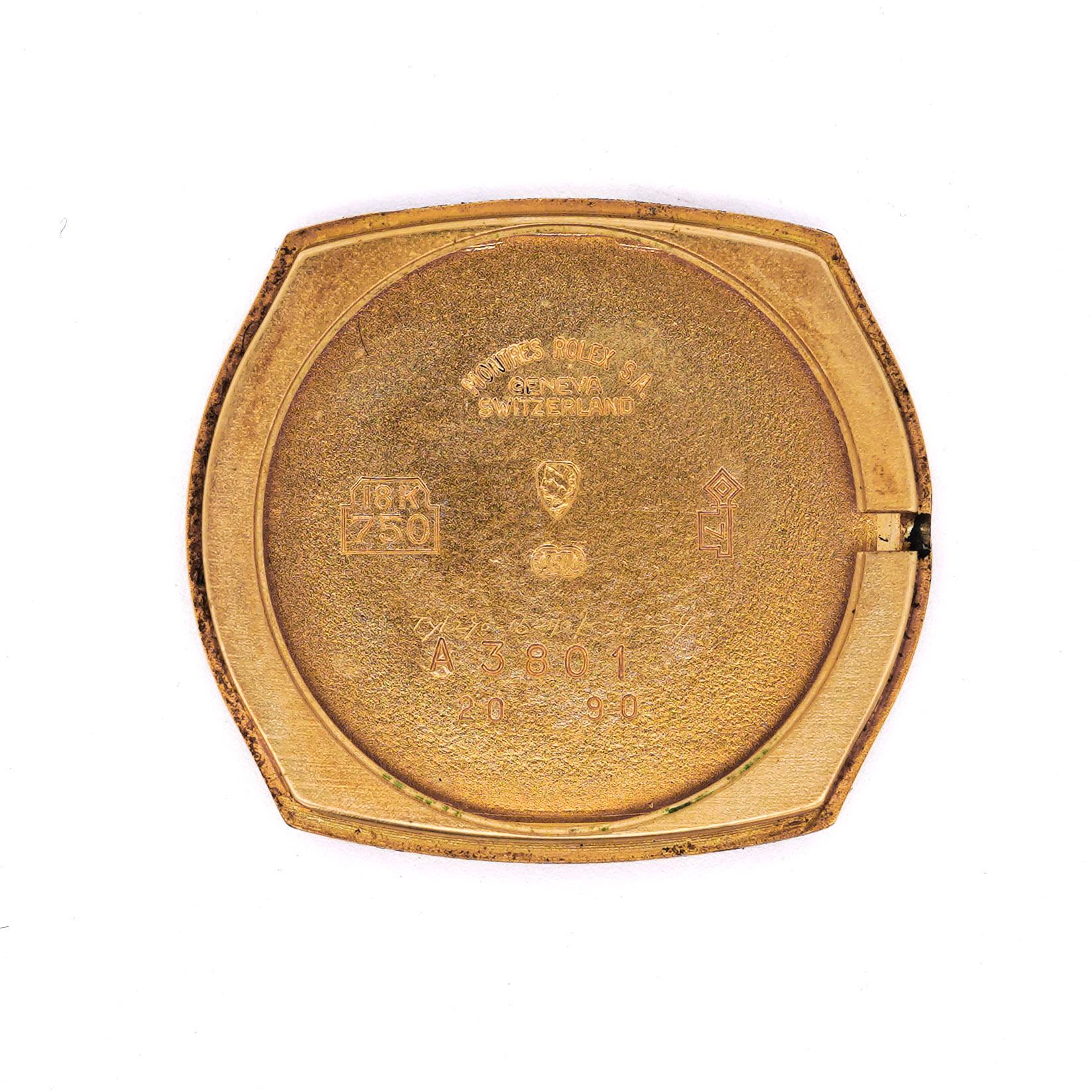 Vintage 18K Yellow Gold Rolex Cellini 27mm Dial Manual Winding Watch Face - Image 5