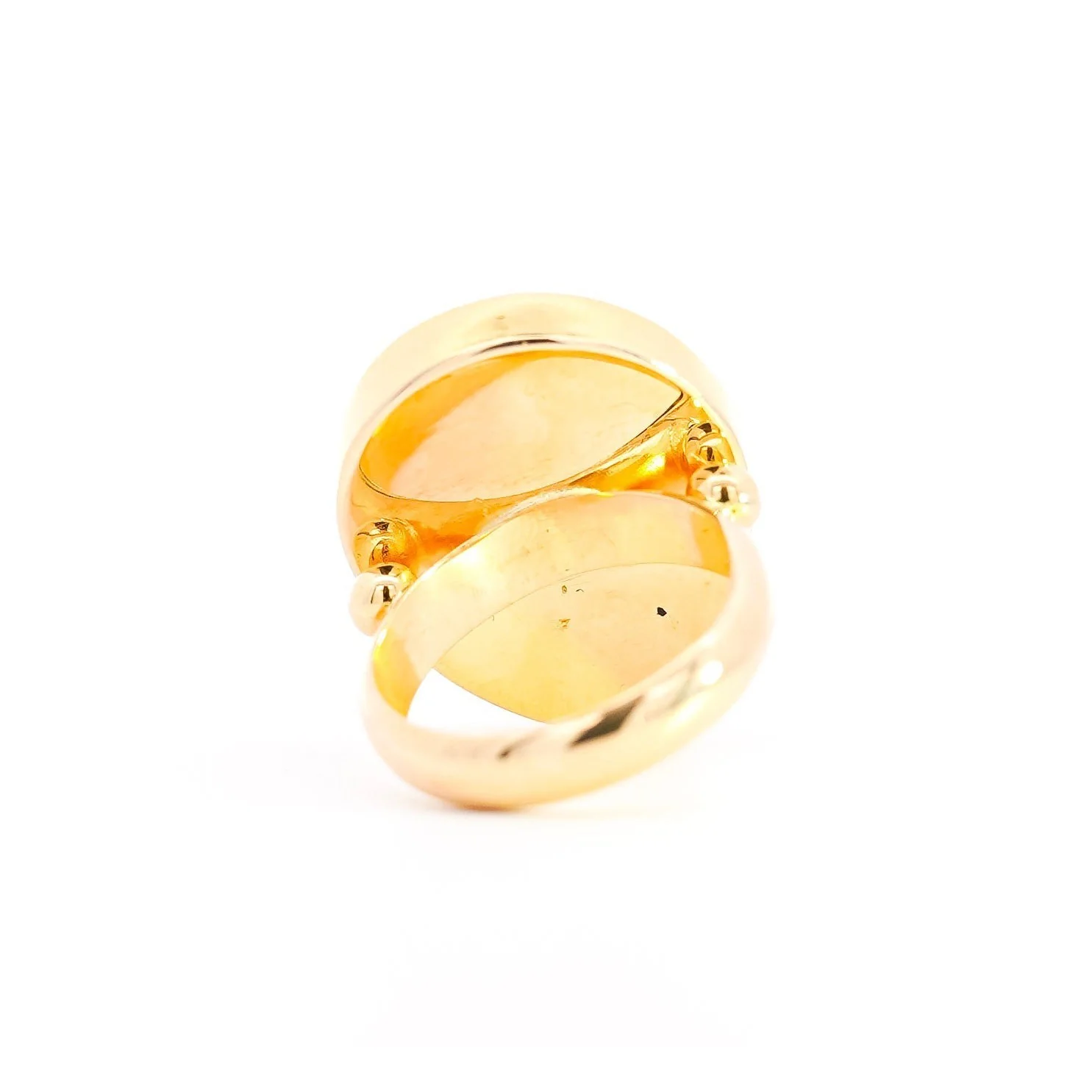 Vintage 22K Enamel and Gold "Auspice Maria" Saint Mary motif Christian Ring - Image 8