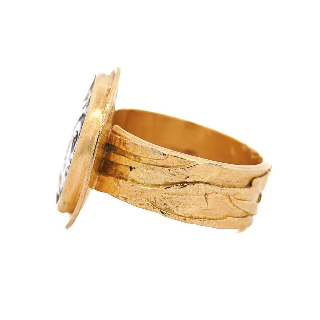 Vintage 22K Yellow Gold Alexander III the Great Antique Roman Coin Ring - Image 4