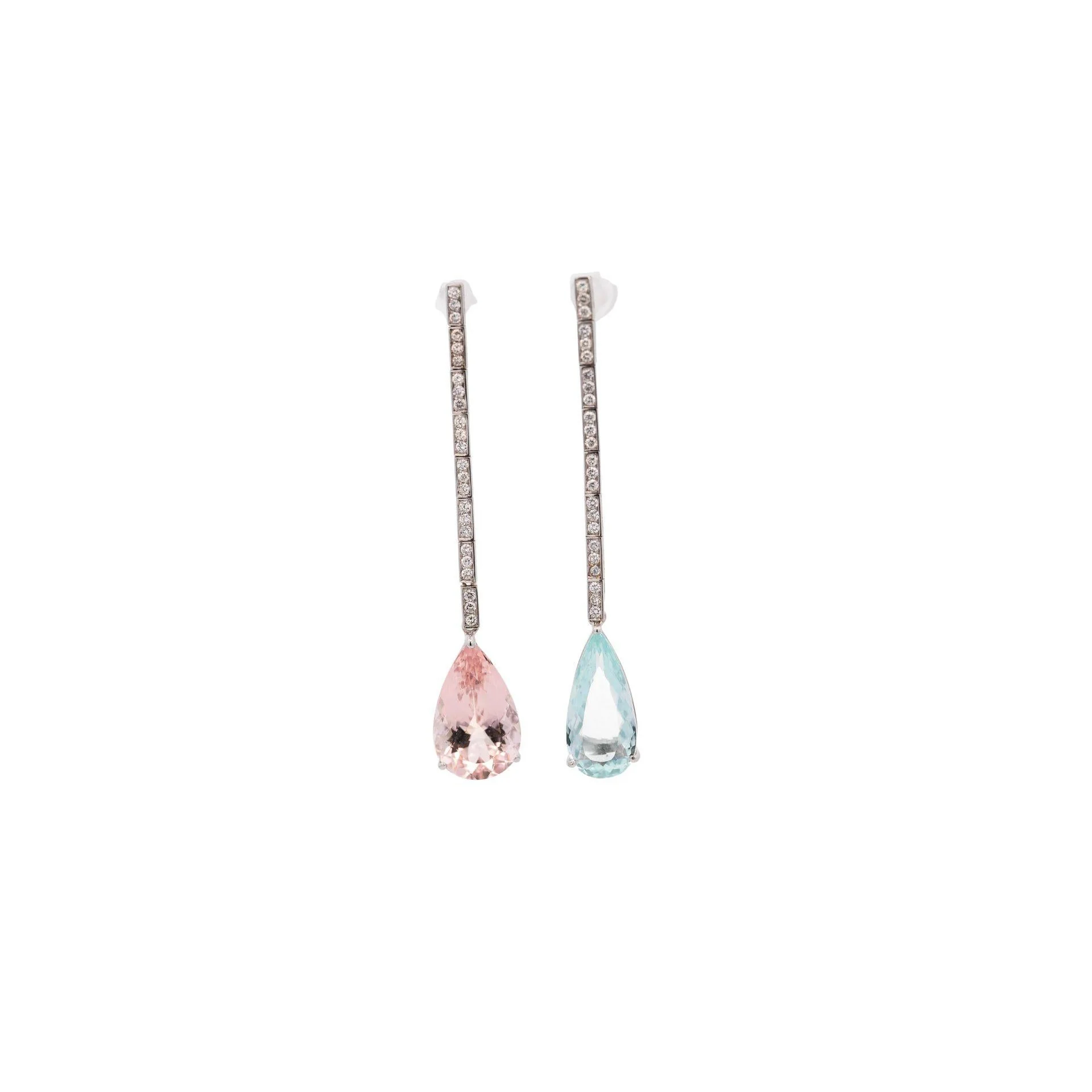 Vintage 26 CTTW Aquamarine, Kunzite & Diamond Detachable Mix/Match Earrings - Image 3
