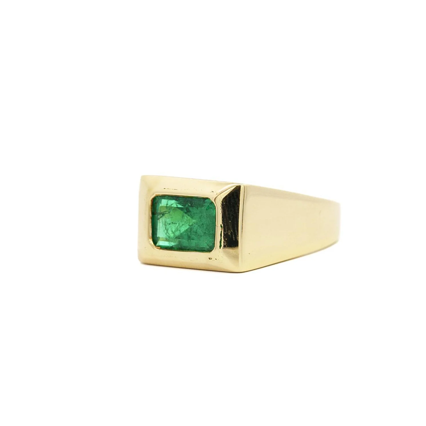 3 Carat Emerald-Cut Emerald Mens Ring in 18K Gold - Image 2