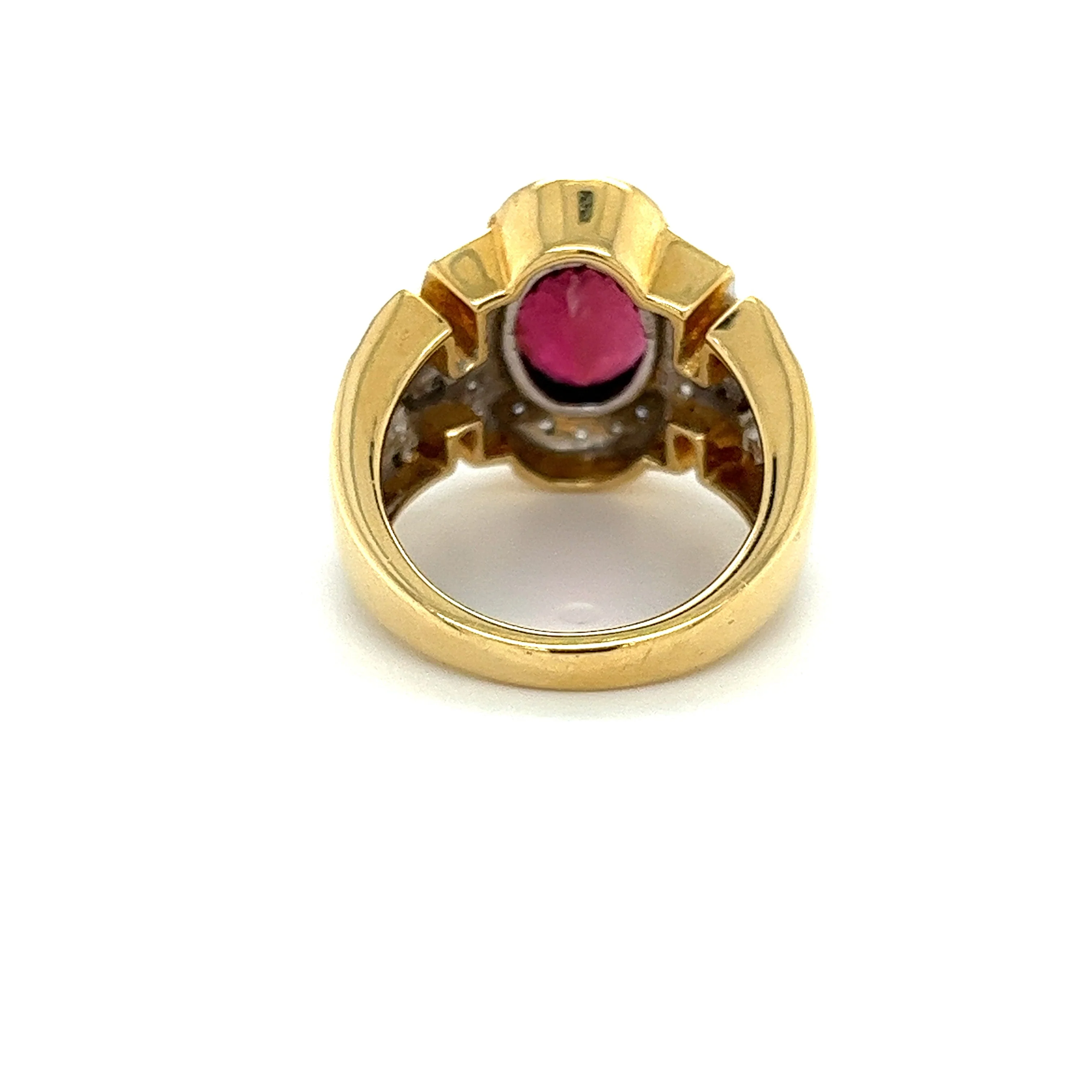 Vintage Retro Regal Style 5 Carat Red Tourmaline & Diamond Ring in 18K Gold - Image 5