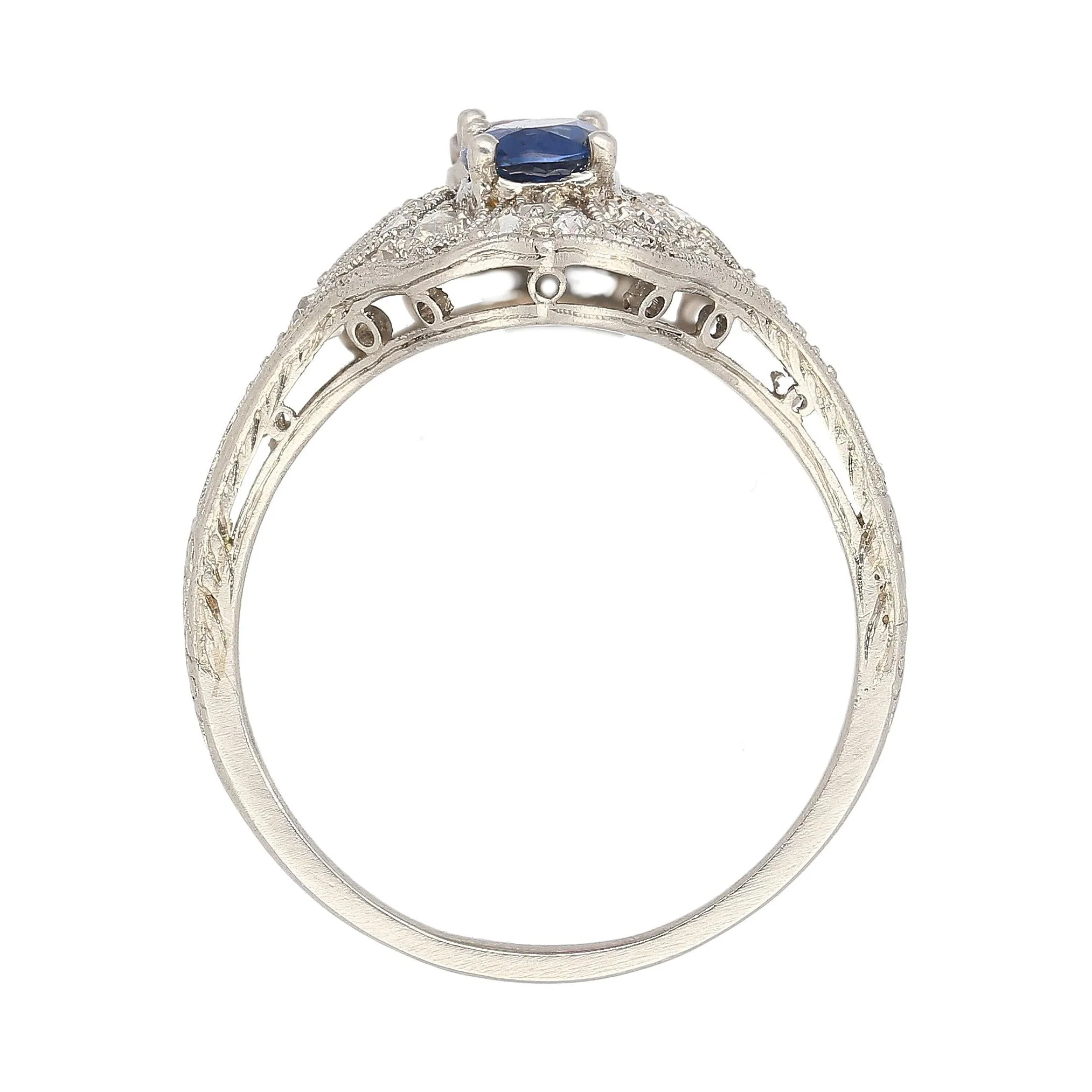Vintage Art Deco Platinum 1.21 Carat Pink Ruby and Blue Sapphire Ring - Image 4