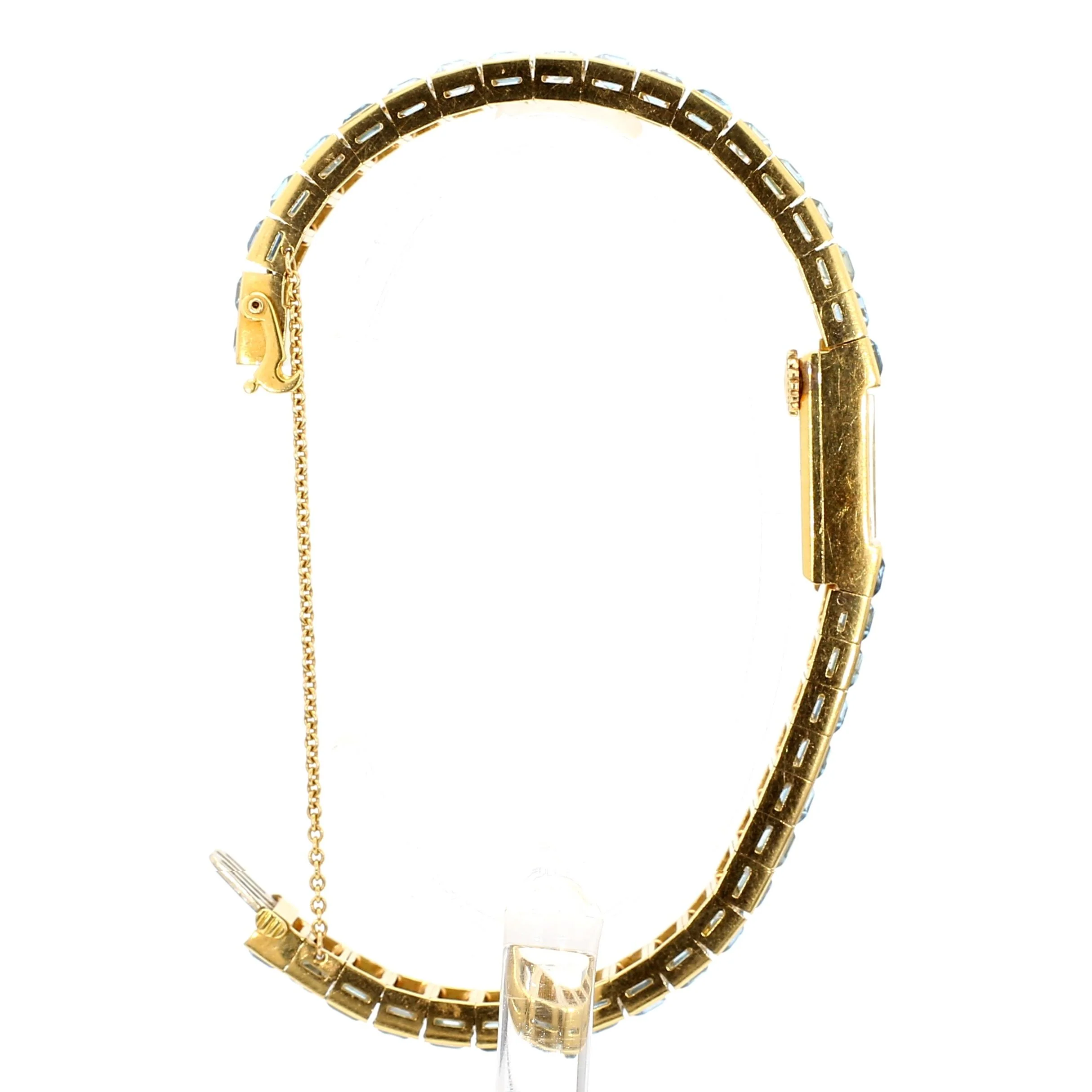 Vintage Blancpain Rayville Gold Ladies Watch On Aquamarine Bracelet - Image 4