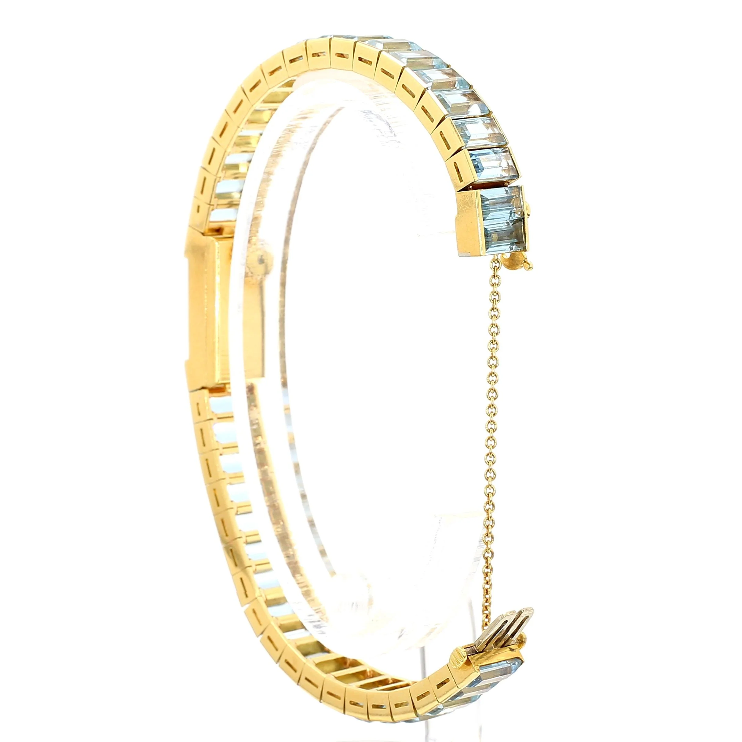 Vintage Blancpain Rayville Gold Ladies Watch On Aquamarine Bracelet - Image 7