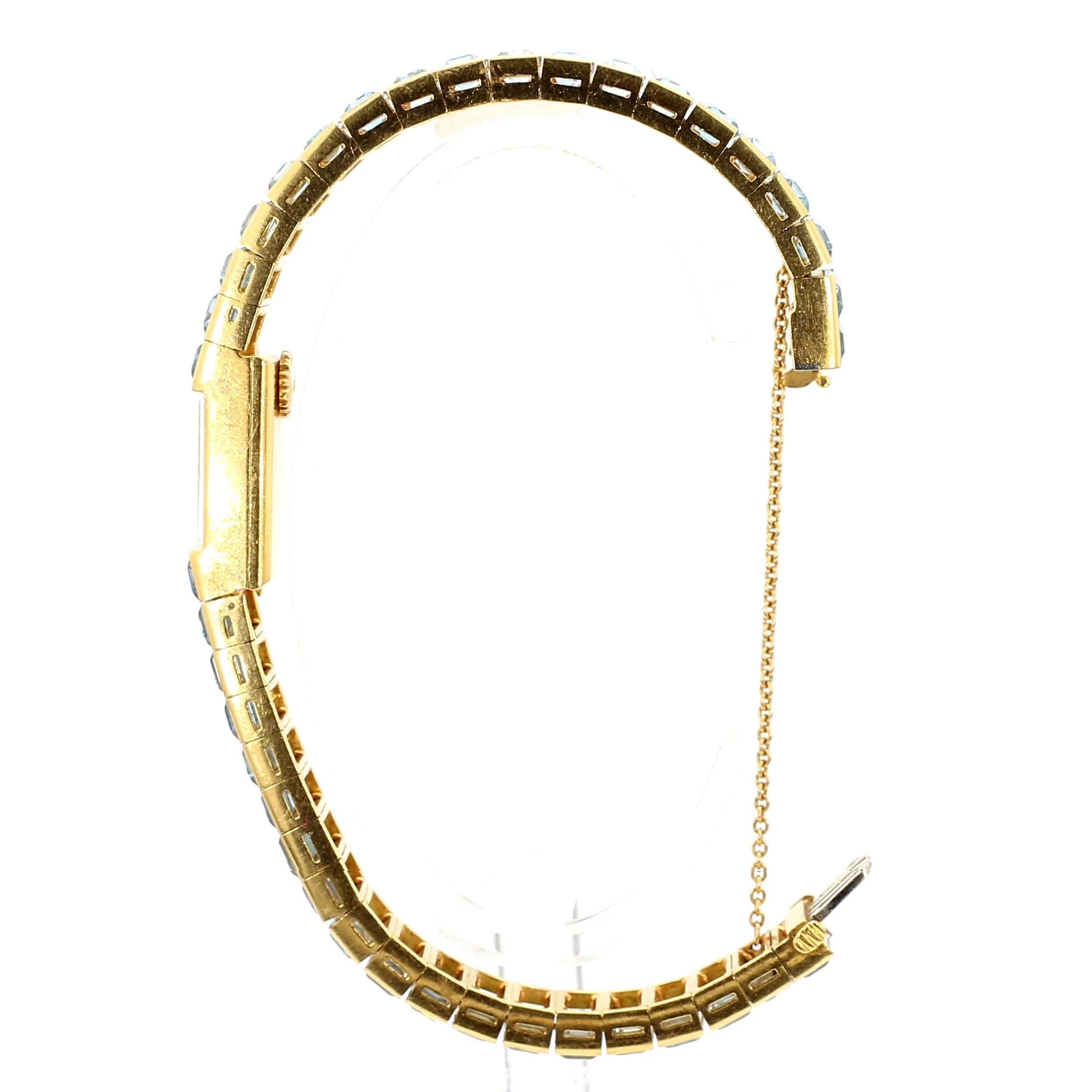 Vintage Blancpain Rayville Gold Ladies Watch On Aquamarine Bracelet - Image 9