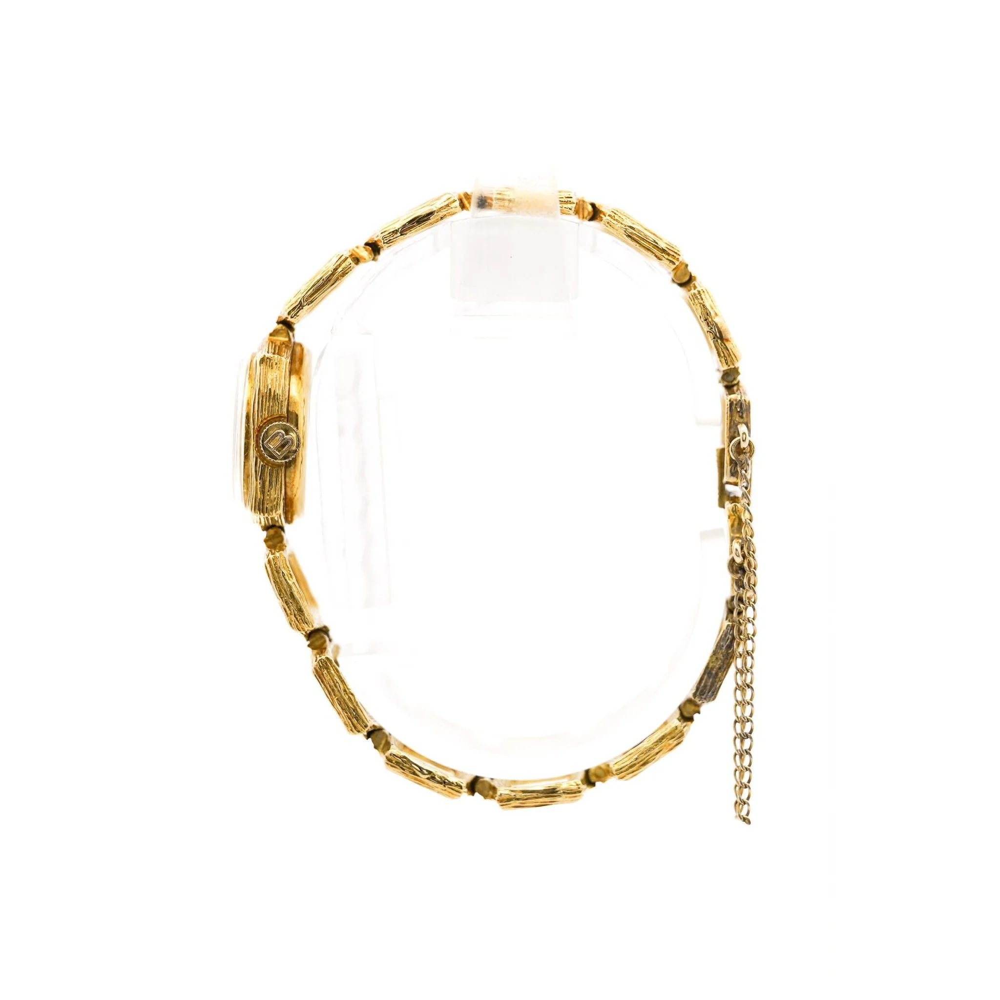 Vintage Bucherer 18K Gold Ladies Textured Square Link Bracelet Watch - Image 8