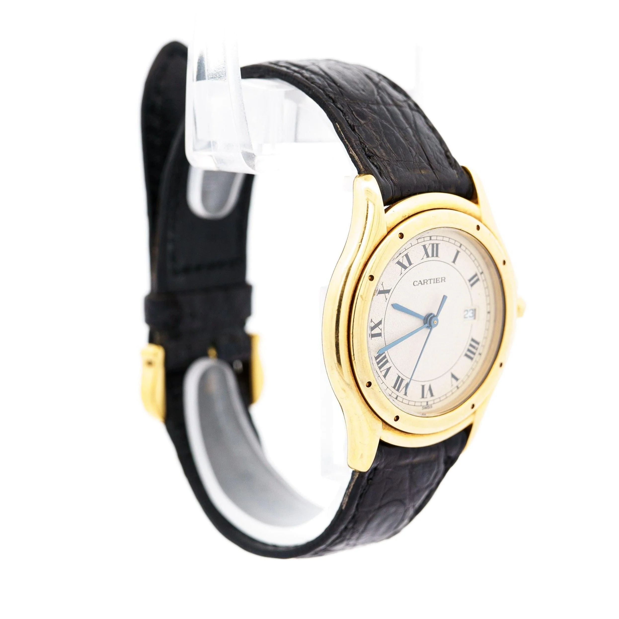 Vintage Cartier Cougar 116000R Watch 33mm in 18K Gold and Leather - Image 2