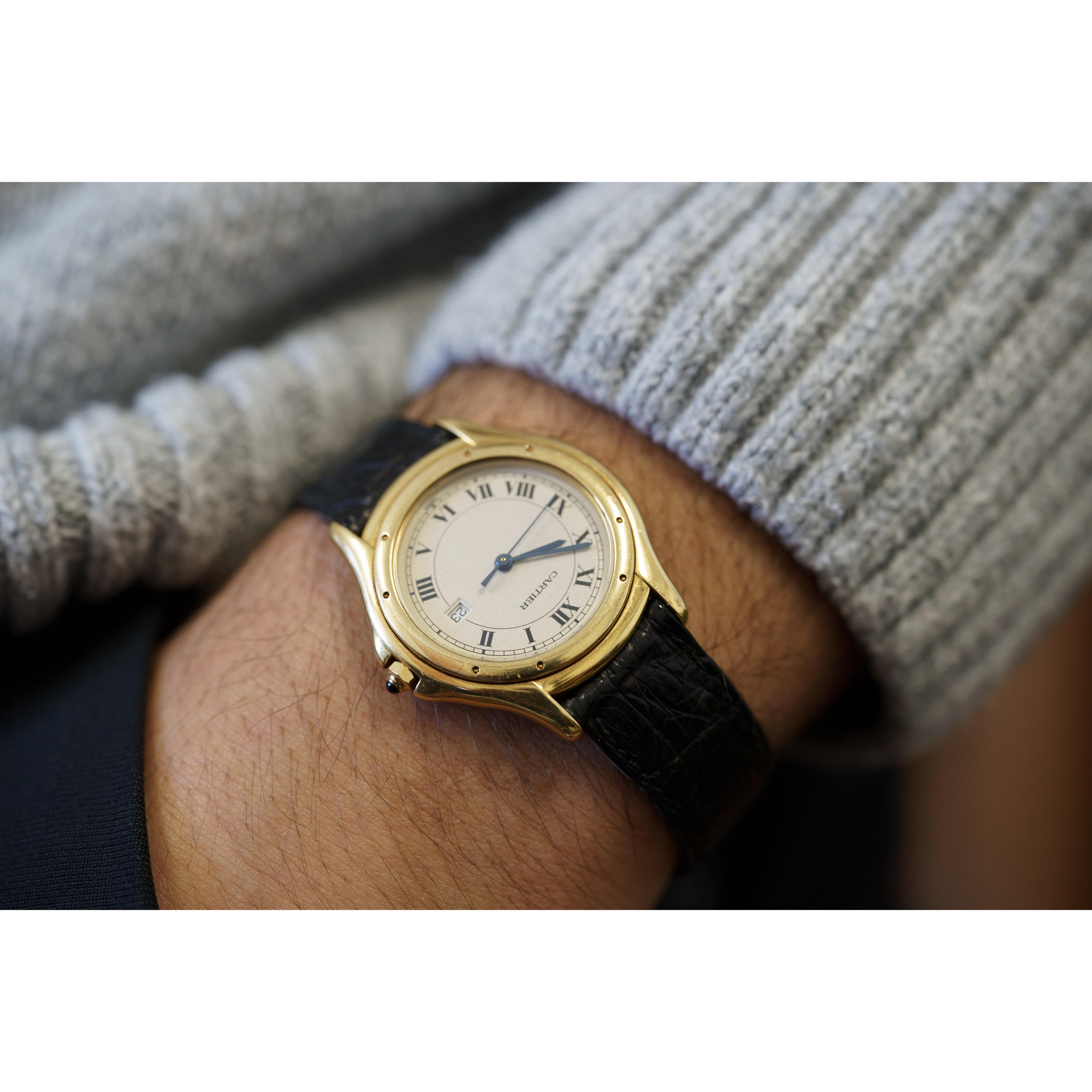 Vintage Cartier Cougar 116000R Watch 33mm in 18K Gold and Leather - Image 6